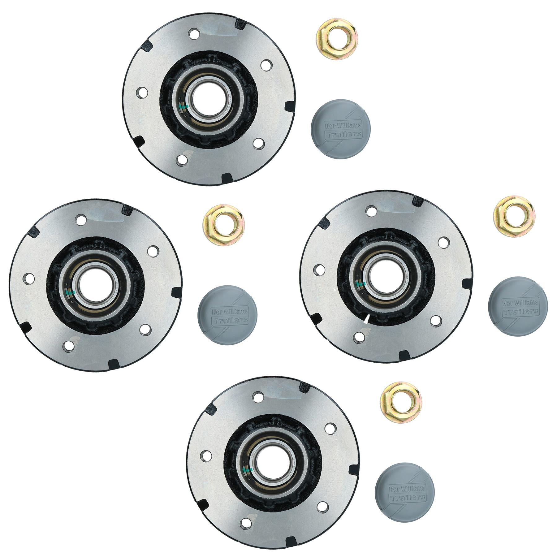 4er-Pack 200 x 50 mm Bremstrommeln und Lager für Ifor Williams Trailer 5 Bolzen 6,5 Zoll PCD