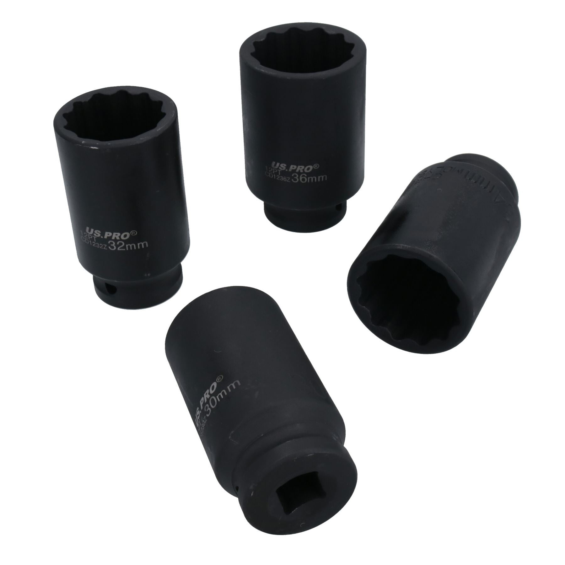 1/2-Zoll-Antrieb, Deep Impact-Nabenmuttern-Steckschlüssel, 30 mm, 32 mm, 34 mm, 36 mm, 12-kant, 4-tlg.