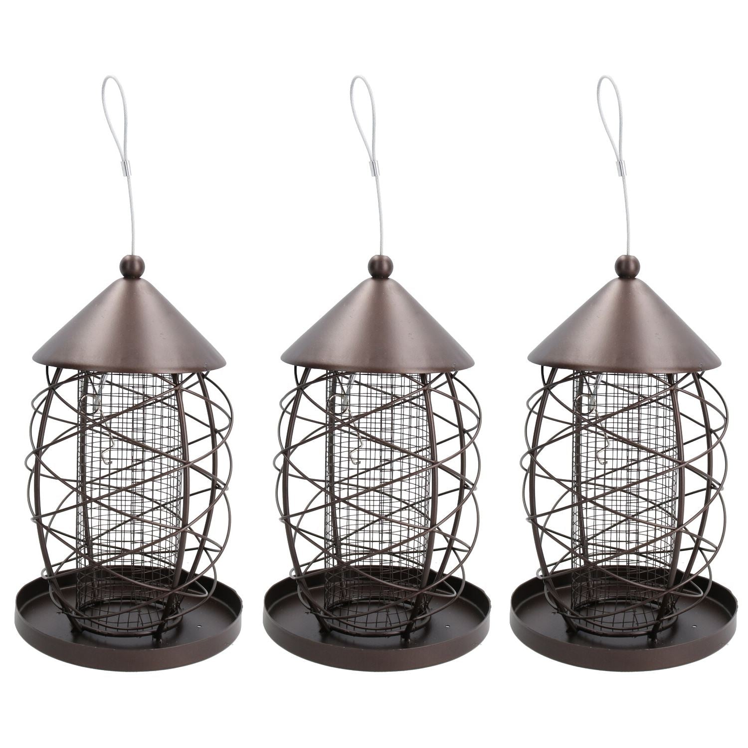 3PK Lantern Bird Feeder Nut Holder Hanging Feeding Station For Wild Birds