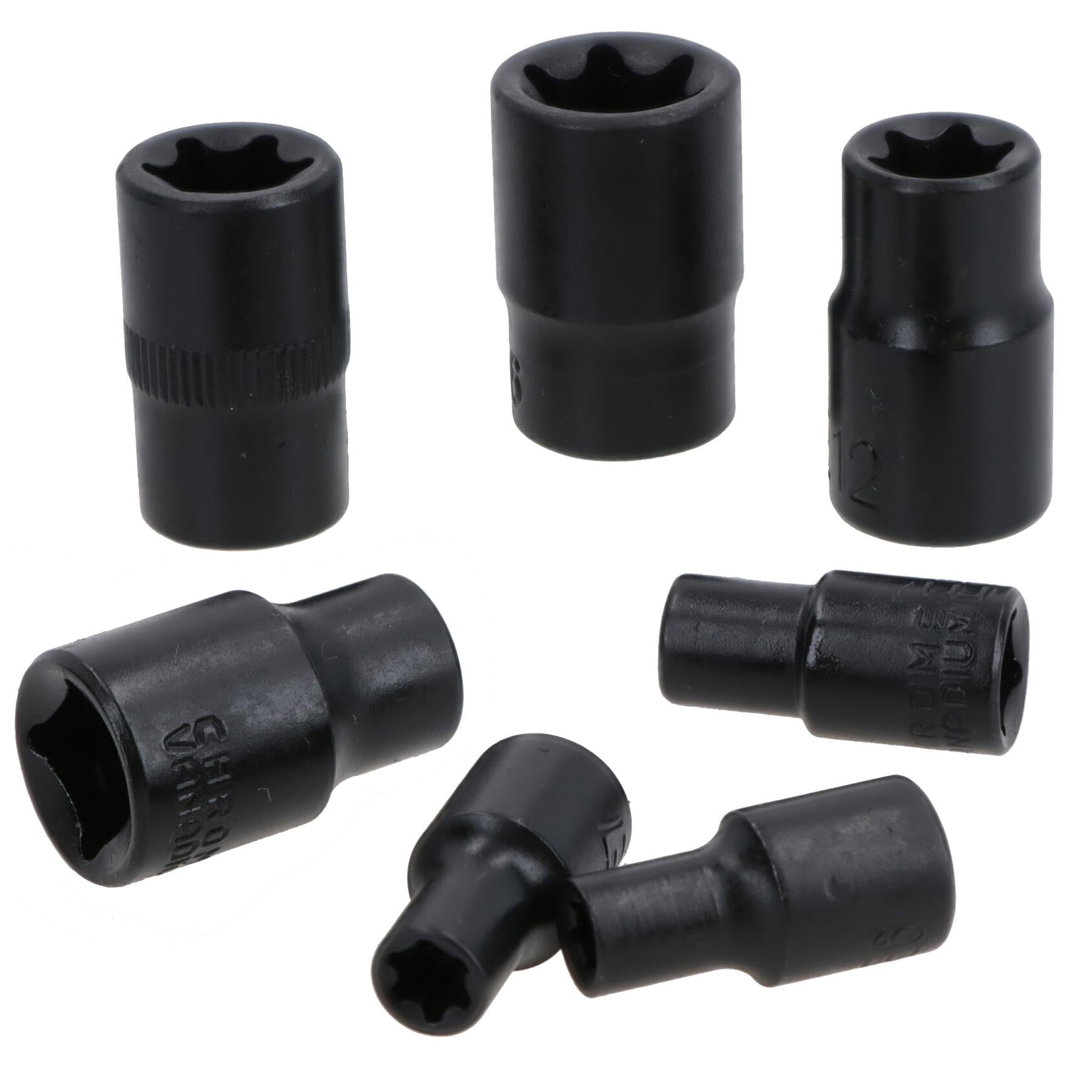 1/4in + 3/8in Drive Female Impact Impacted E Torx Star Sockets E6 – E16 7pc Set