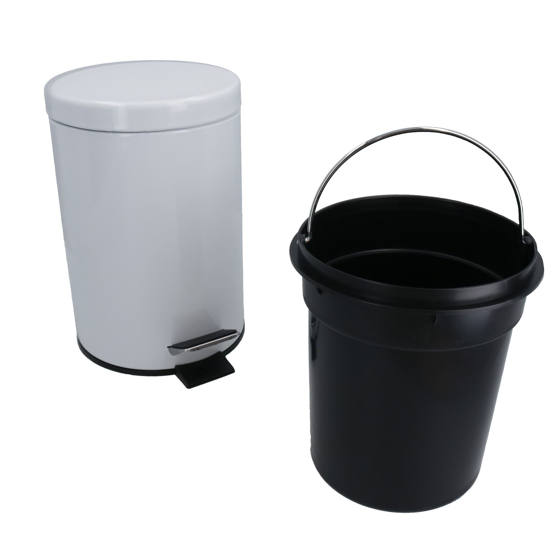 Poubelle à pédale 3L pour cuisine, salle de bain, bureau, maison en métal, poubelle à couvercle rabattable