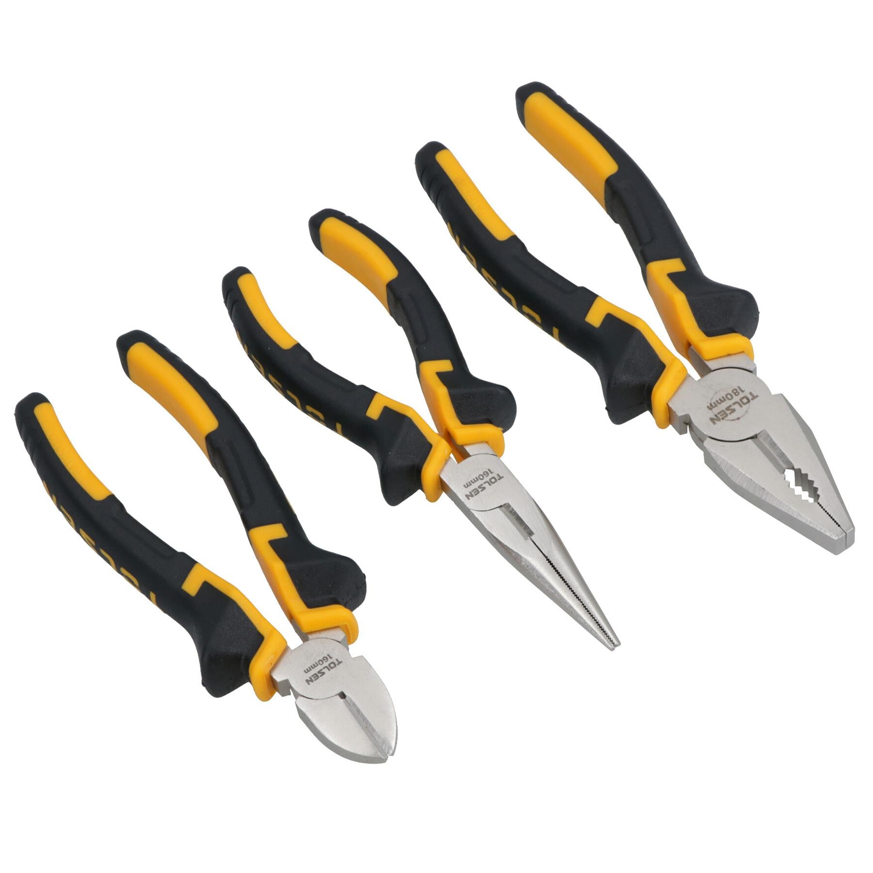 3pc Plier Set Combination / Long Nose / Cutter Snips Cushion Soft PVC Grip