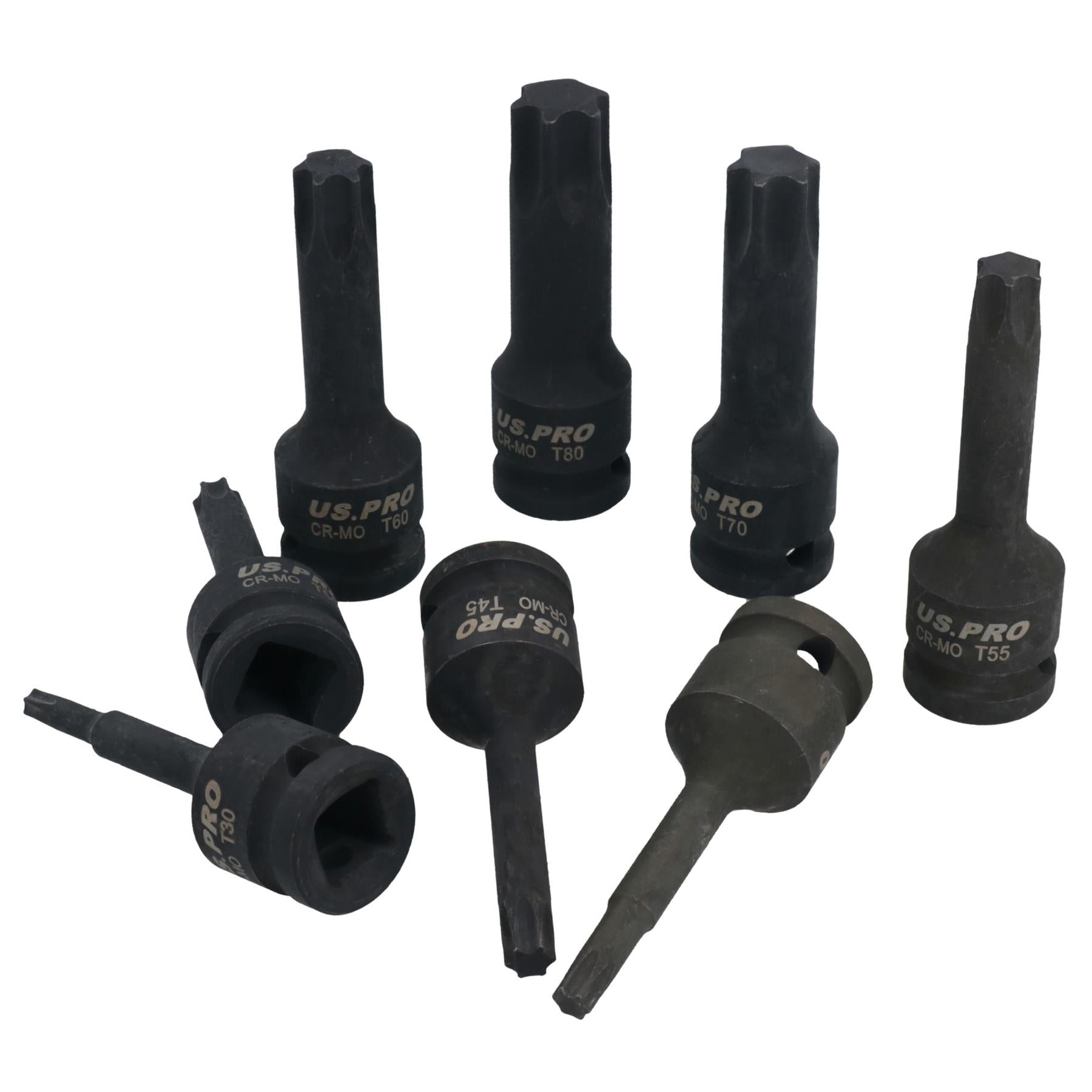 Douilles Torx mâles à impact de 1/2 po, taille profonde T30 - T80, 8 pièces