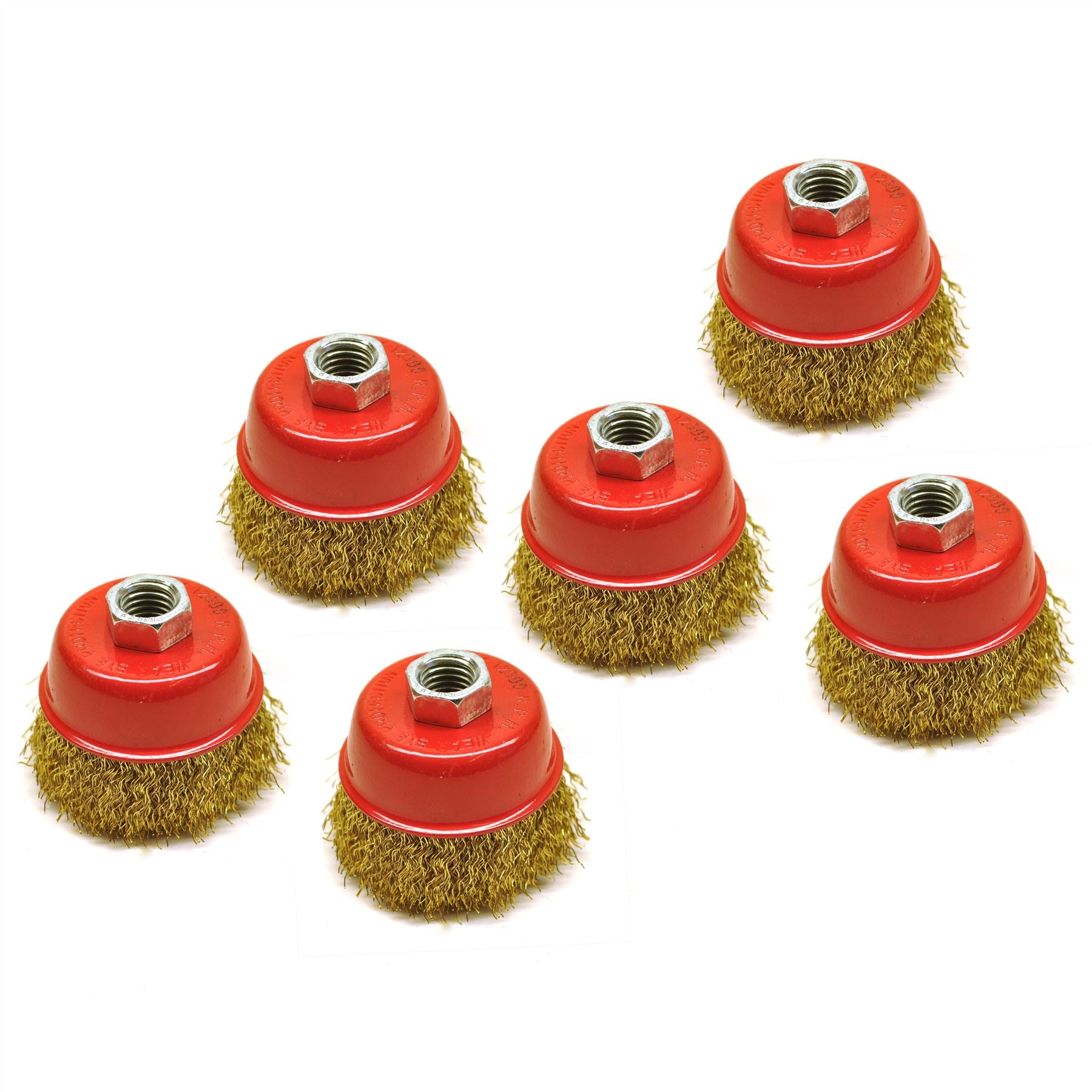 Brosse coupelle métallique / meule pour meuleuse d'angle avec revêtement en laiton serti, filetage M14 de 65 mm