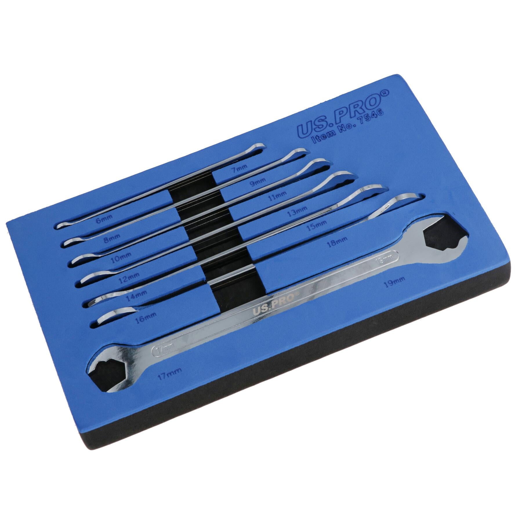 Ultra Thin Ratcheting Action Spanner Wrench Set Double Ended 6 – 19mm 7pc