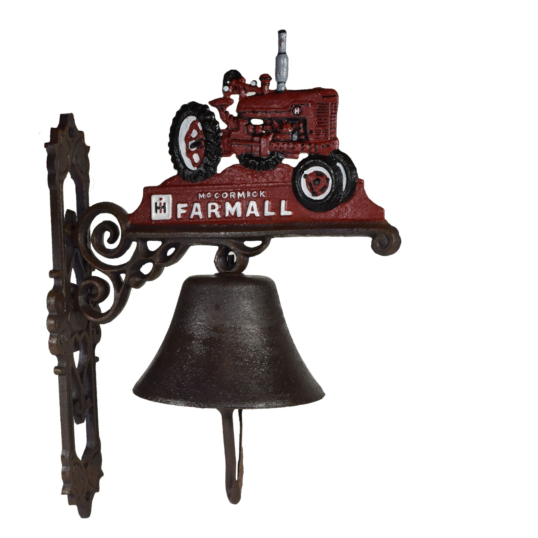 Cloche de ferme en fonte pour tracteur Farmall rouge, plaque de porte, mur, portail, maison