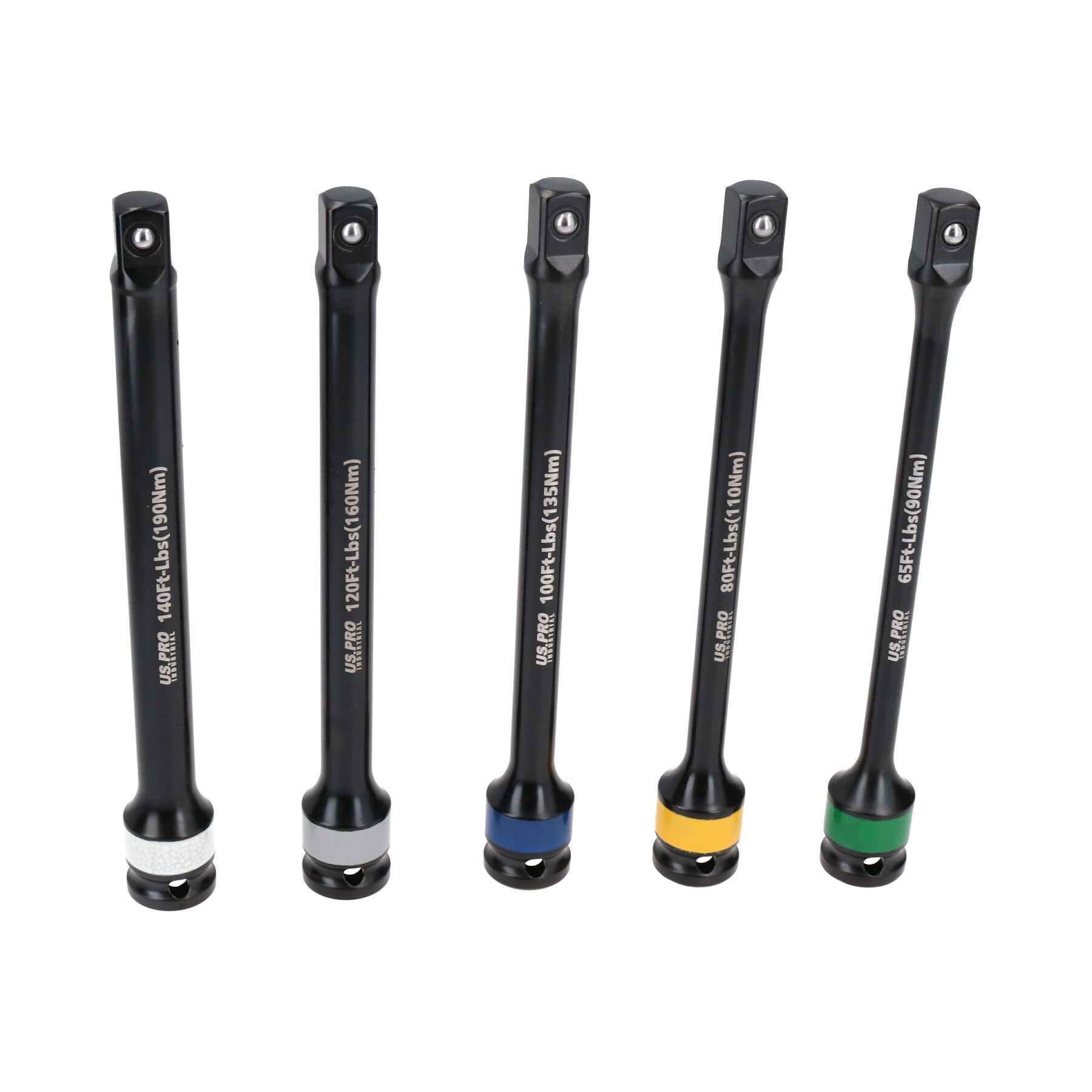 Barres d'extension de barre de torsion pour clé à chocs à entraînement 1/2" 90 Nm – 190 Nm 5 pièces