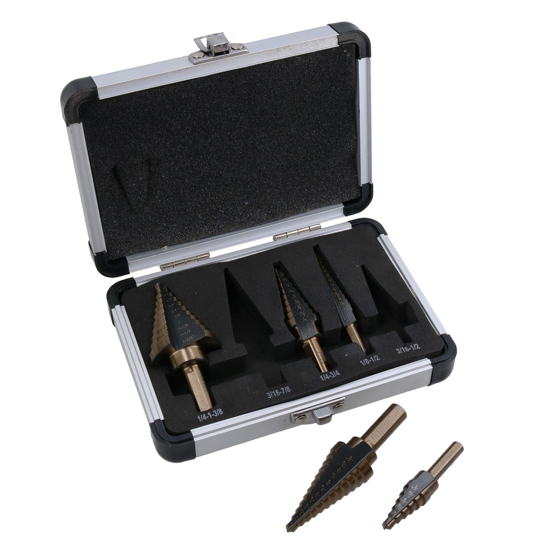 1/8" - 1 - 3/8" Imperial HSS - G Stufenbohrer, konischer Fräser, 5-teiliges Set im Koffer