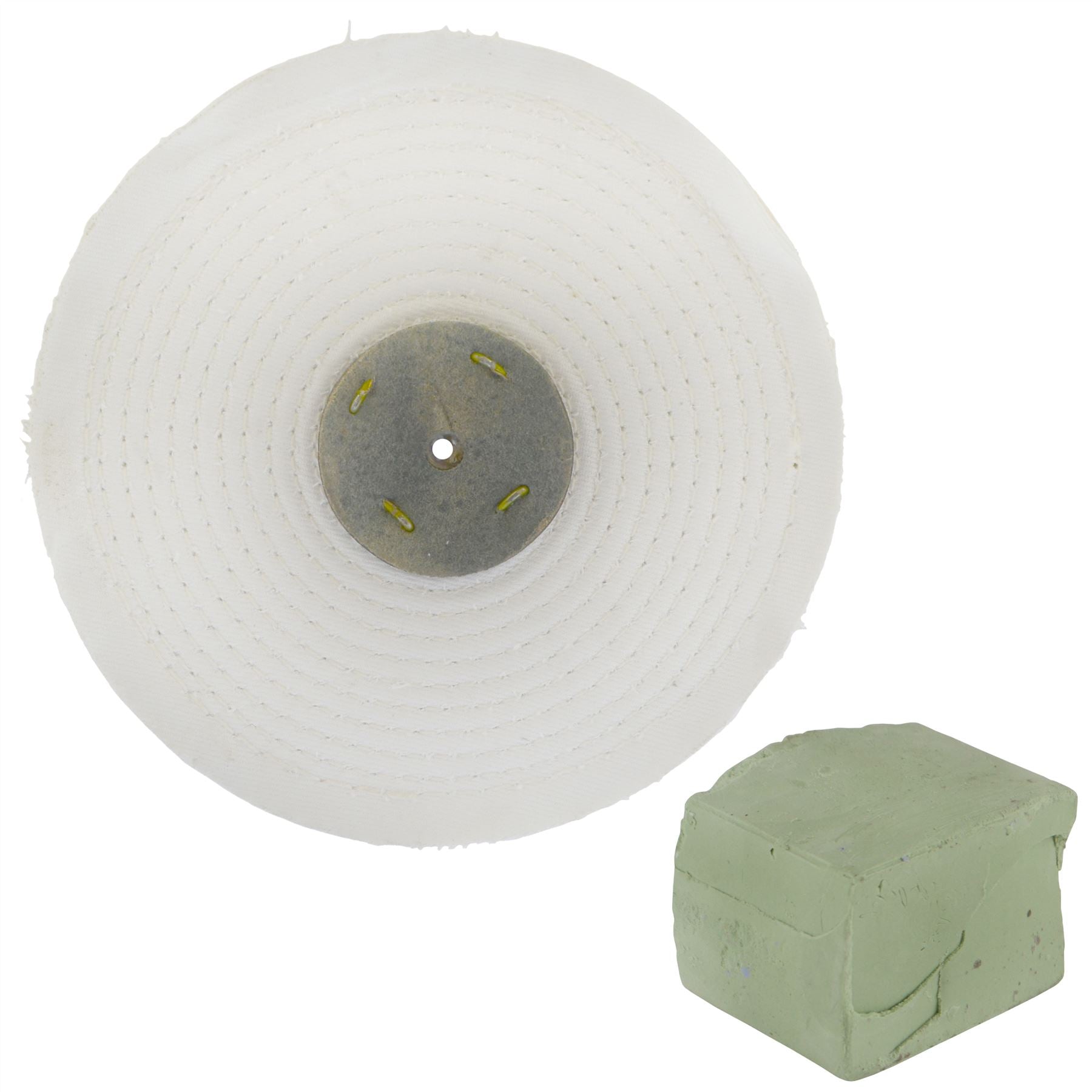 Balai de polissage à coutures serrées blanc 8" x 0,5" 1 rangée avec composé 250 g