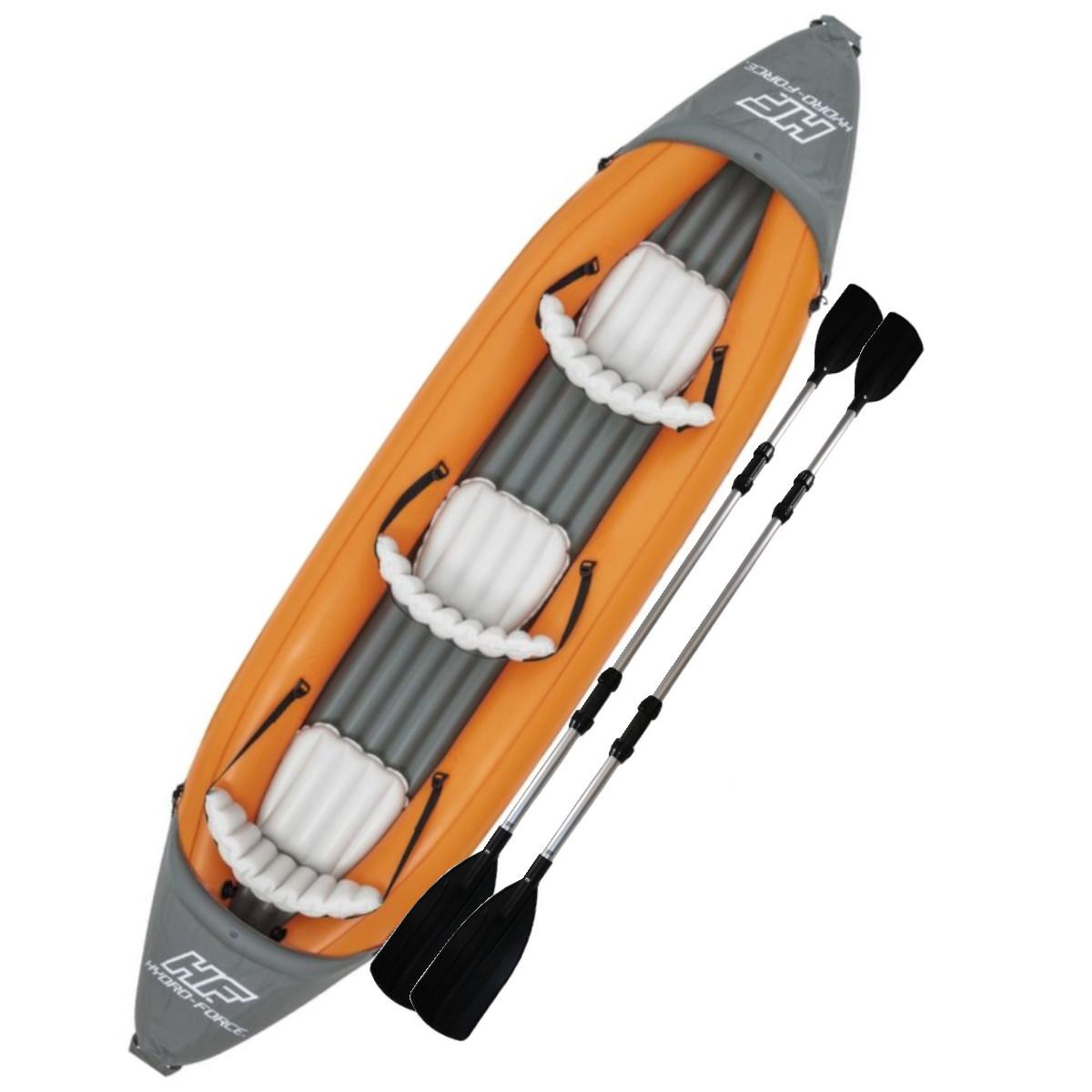 Kayak gonflable LITE RAPID X3 3 personnes avec pompe, pagaies, canoë, bateau triple