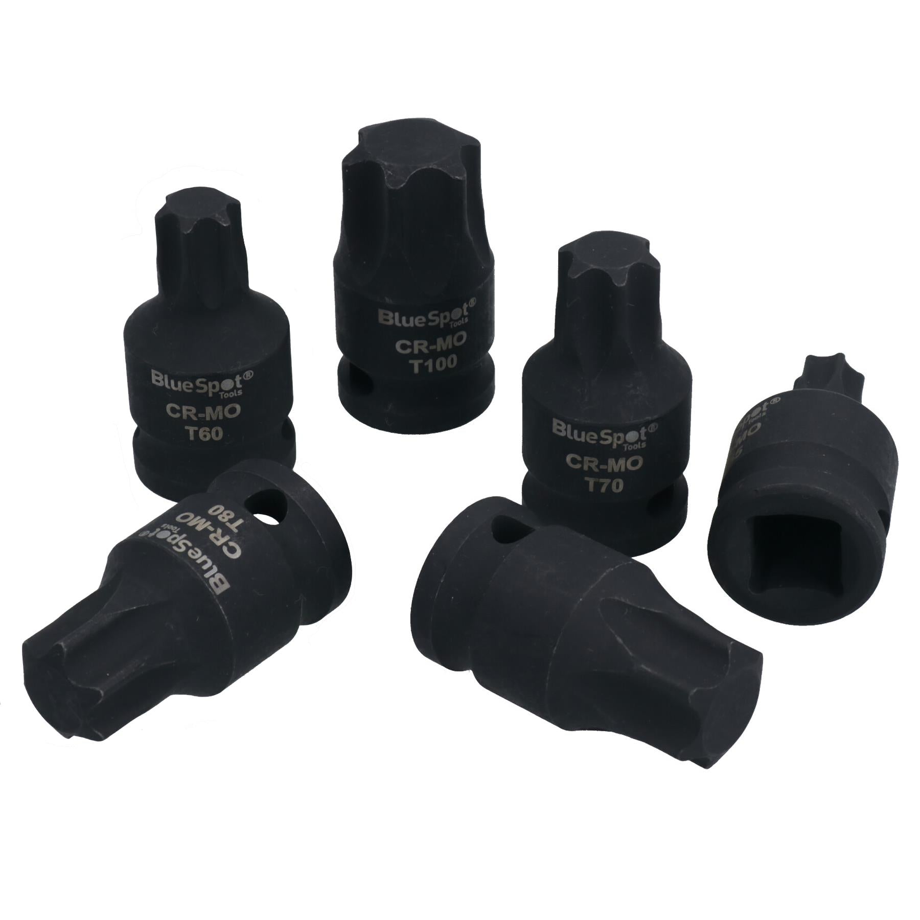 1/2-Zoll-Antrieb, Schlagschrauber, männlich, Torx-Stern-Bit-Steckschlüssel, Stubby T55 – T100, 6-teiliges Set