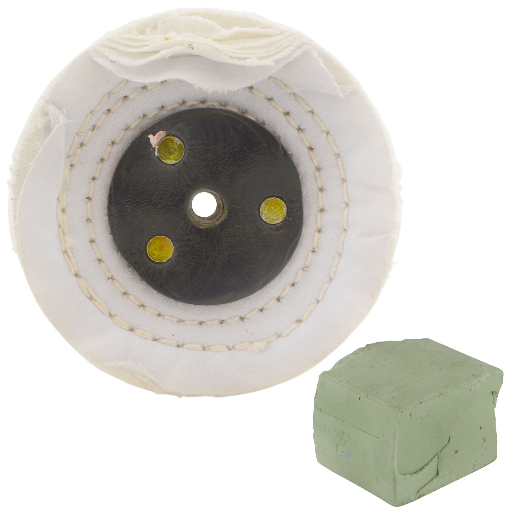 Balai de polissage à coutures serrées blanc 4" x 2" 4 rangées avec composé 250 g