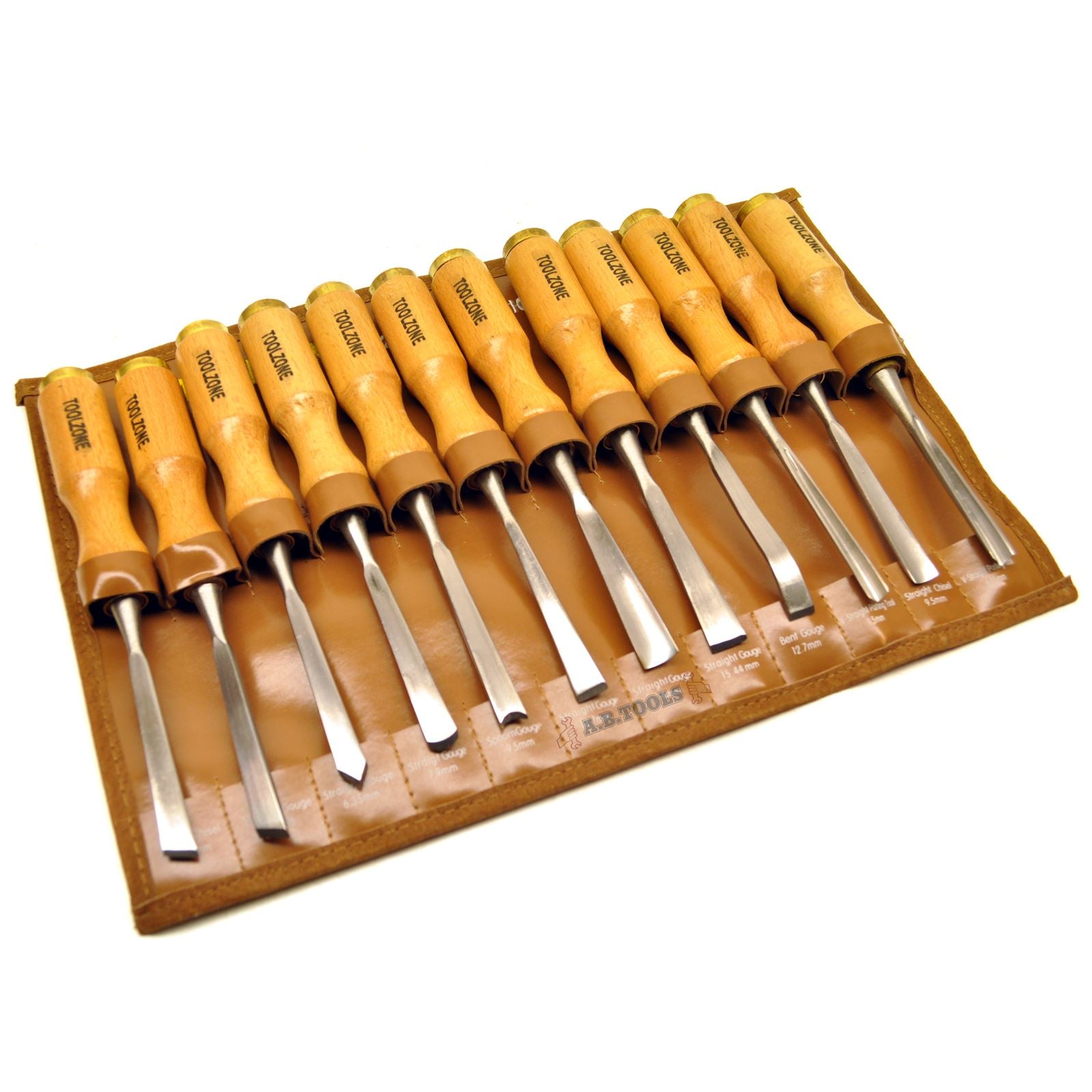 12-teiliges Holzschnitzmeißel-Set in Aufbewahrungstasche / Holzbearbeitung / Zimmerei TE542