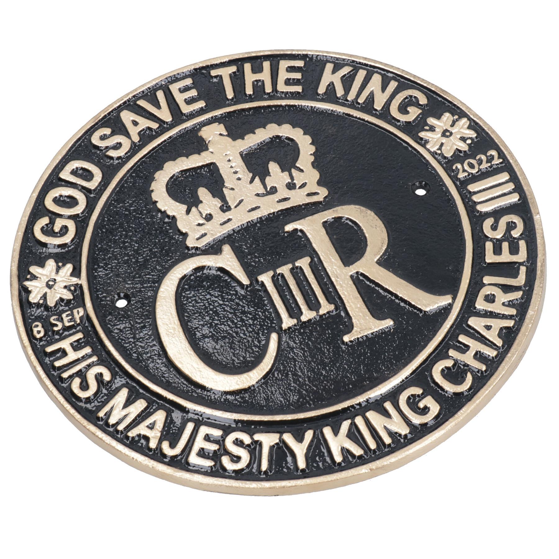 Plaque en aluminium Charles pour porte, mur, maison, portail, roi, royal, GB, Grande-Bretagne