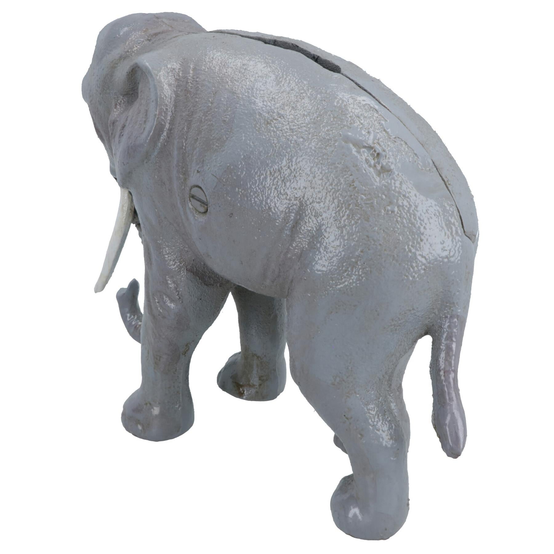 Elephant Money Bank Box Cast Iron Coin Cash Change Jar Animal Safari Africa