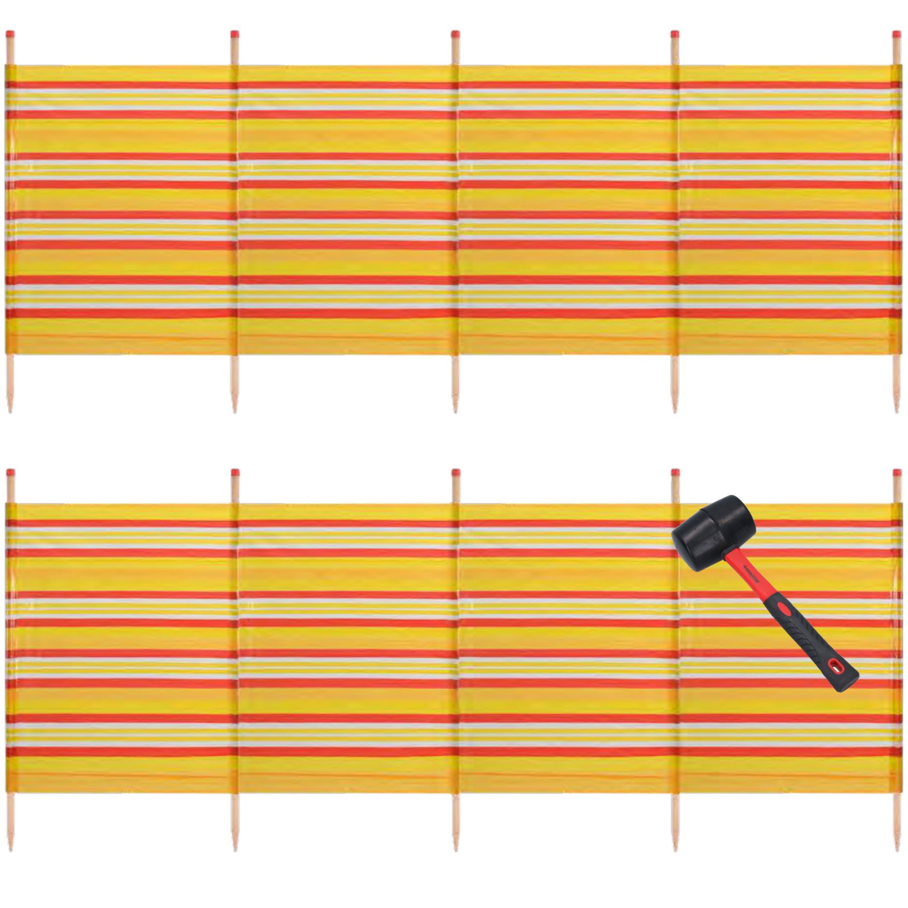 Abri de plage coupe-vent à 5 poteaux 1,2 m sur 2,8 m avec écran d'intimité et bande jaune