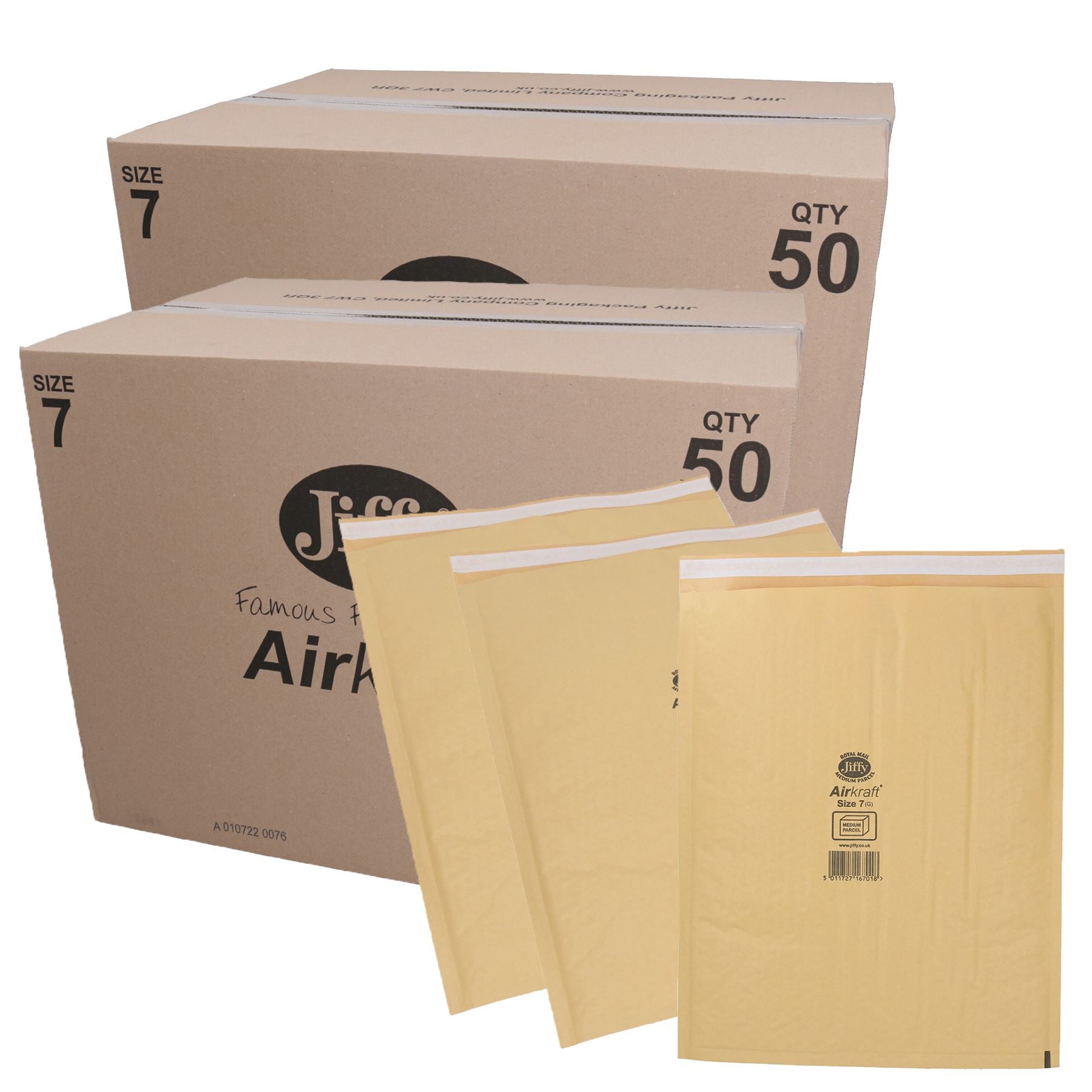 100pk Genuine Gold Jiffy Bag Airkraft Bubble Padded Mail Bag Envelope Size 7