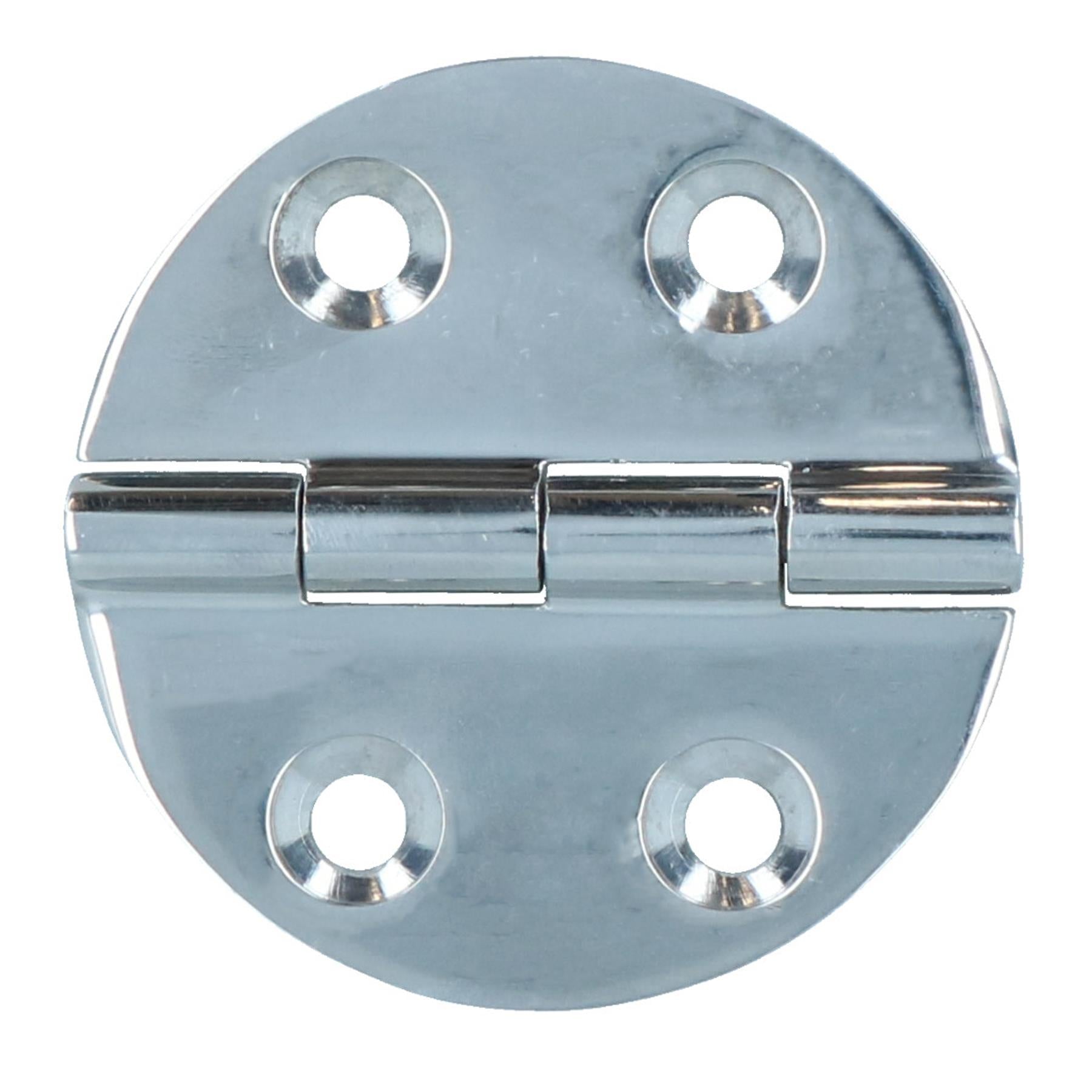 Polished Door Circular Hinge Stainless Steel 64mm diameter 316 Marine Cabin