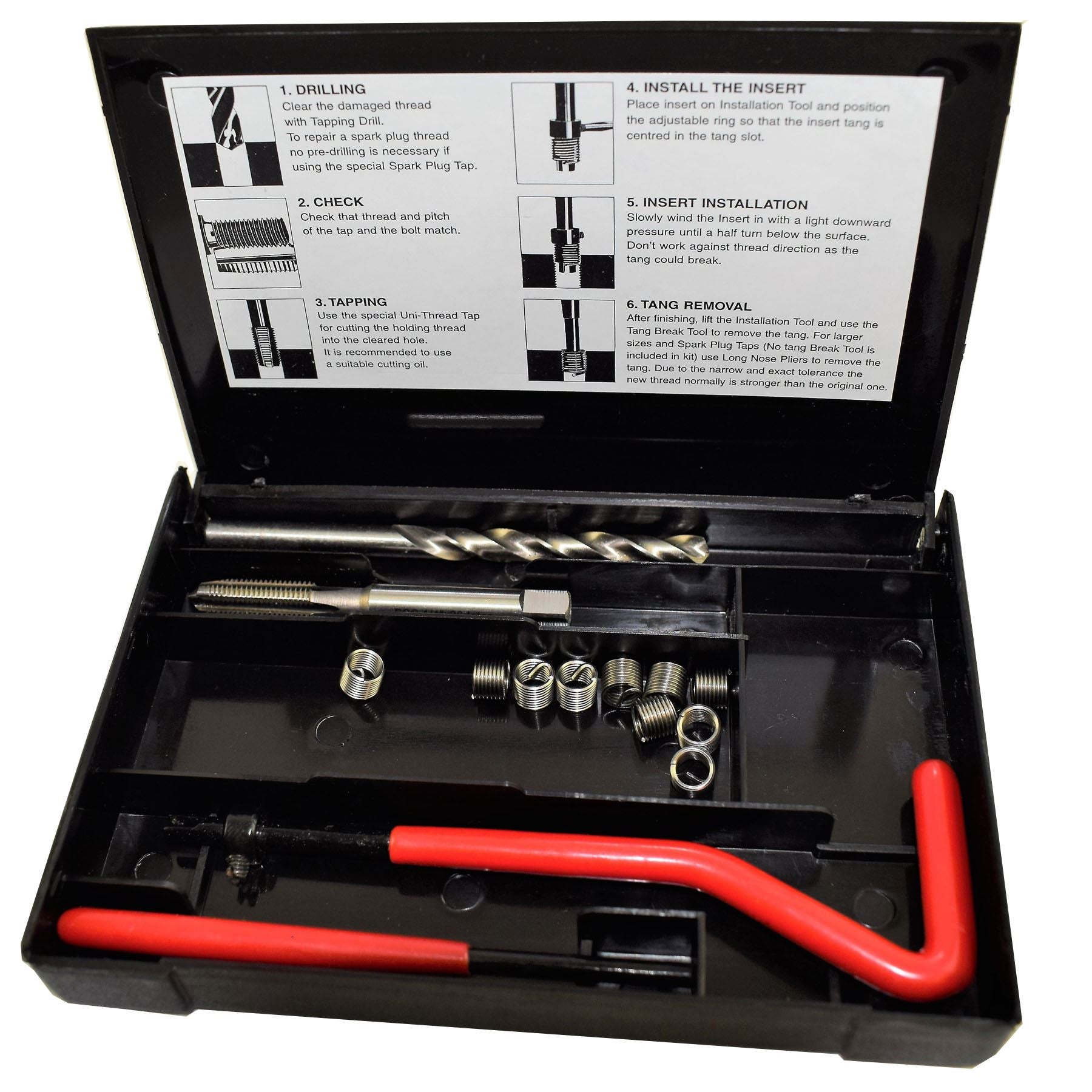 1/4" x 26 BSC Gewindebohrer-Reparatur-Schneidsatz Helicoil Beschädigte Gewinde 14-teiliges Set