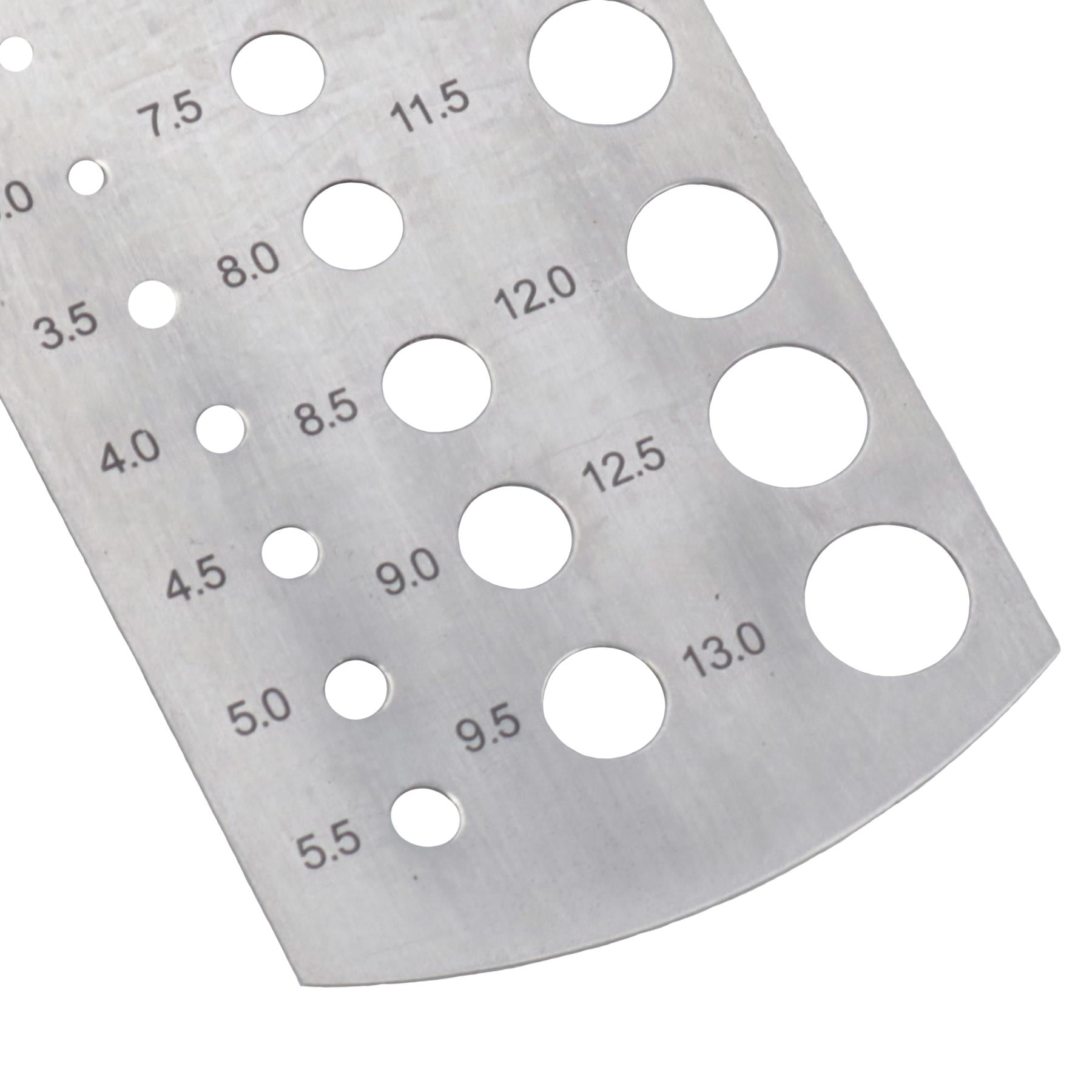 Calibre de foret fractionnaire métrique 1 à 13 mm Guide de mesure des trous en acier inoxydable
