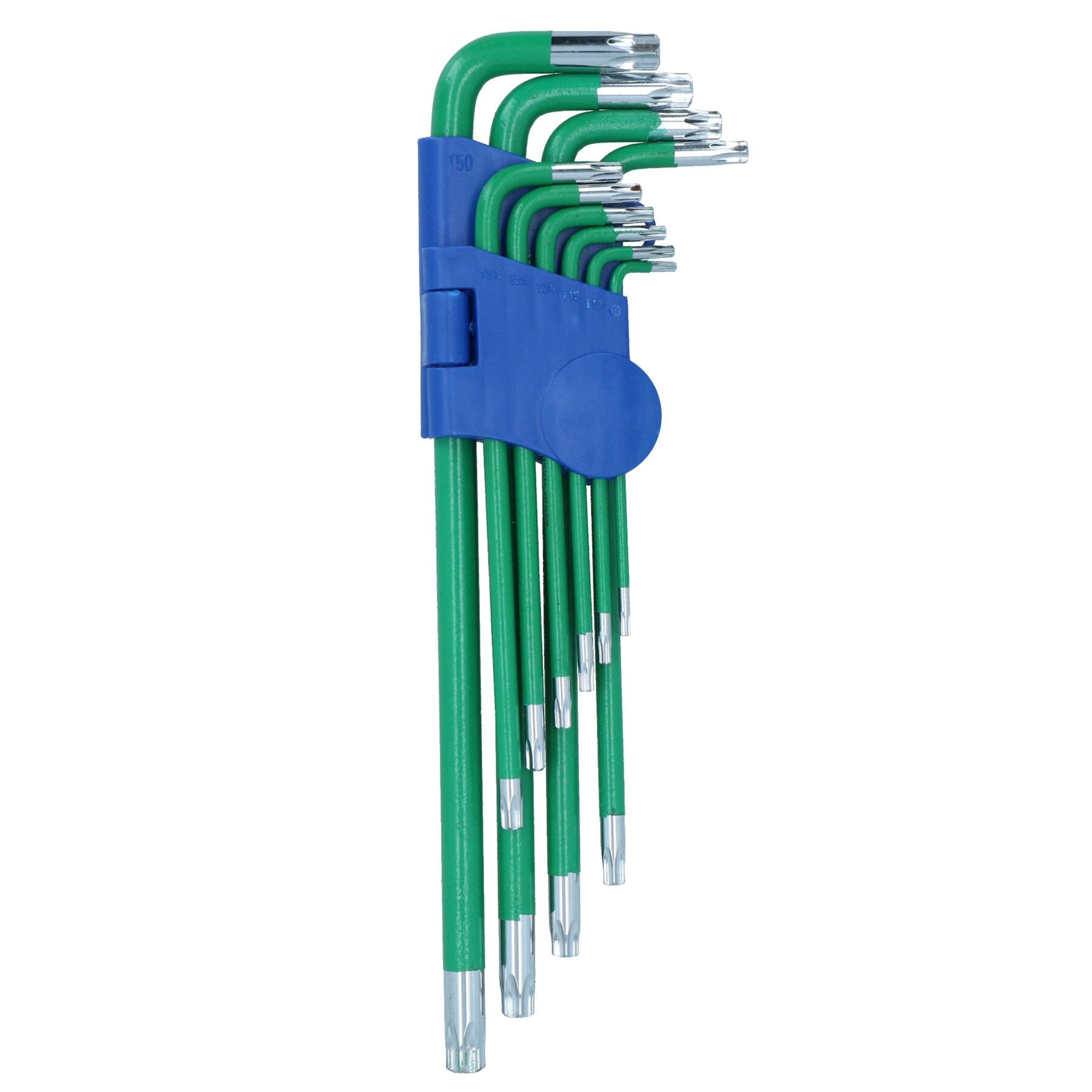 10 Stück extralange manipulationssichere Torx-Sternschlüssel + Halter T9 – T50 mit Anti-Rutsch-Griff
