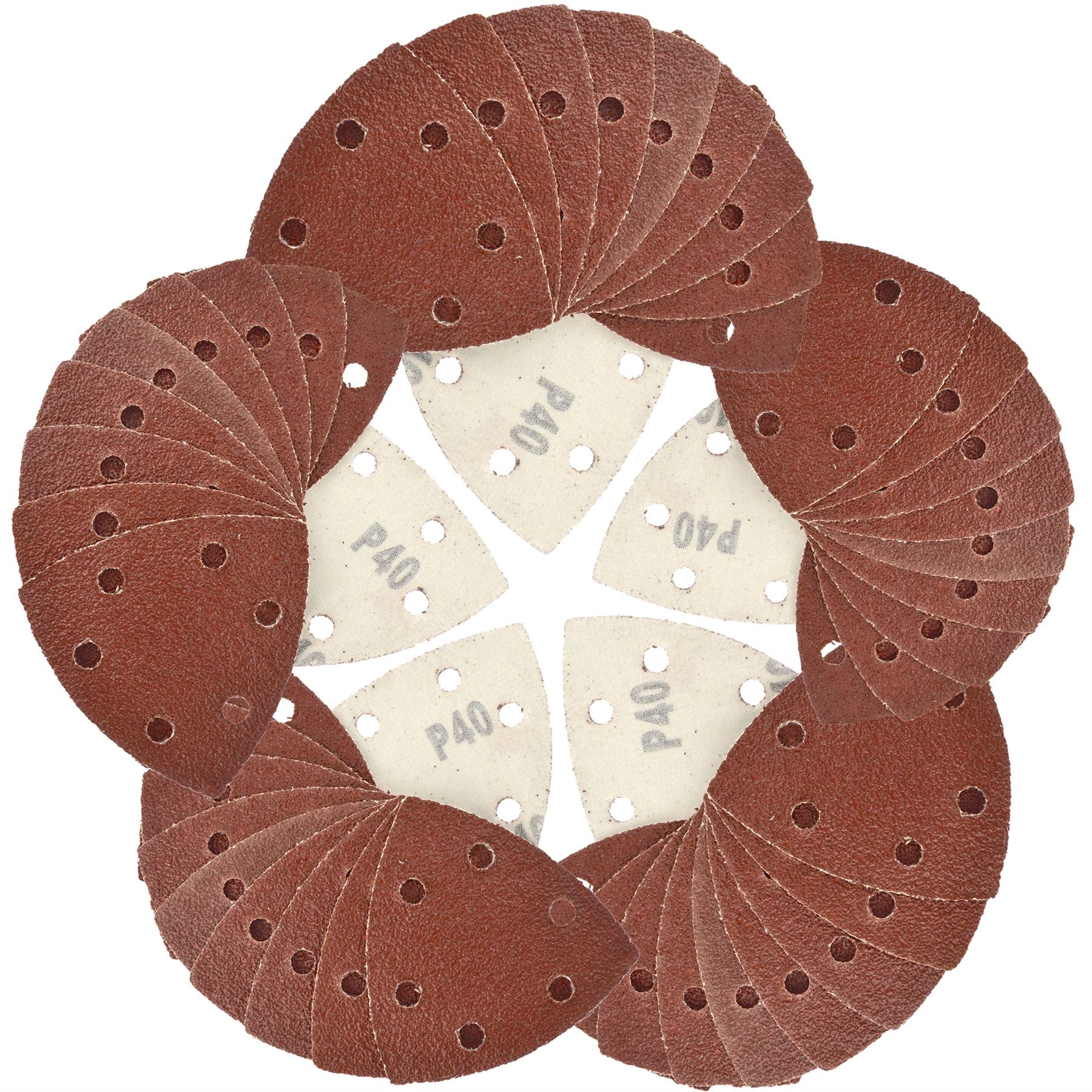 Klett-Schleifscheiben-Pads, 90 mm, dreieckige Scheibe, 50 Stück, Körnung 40