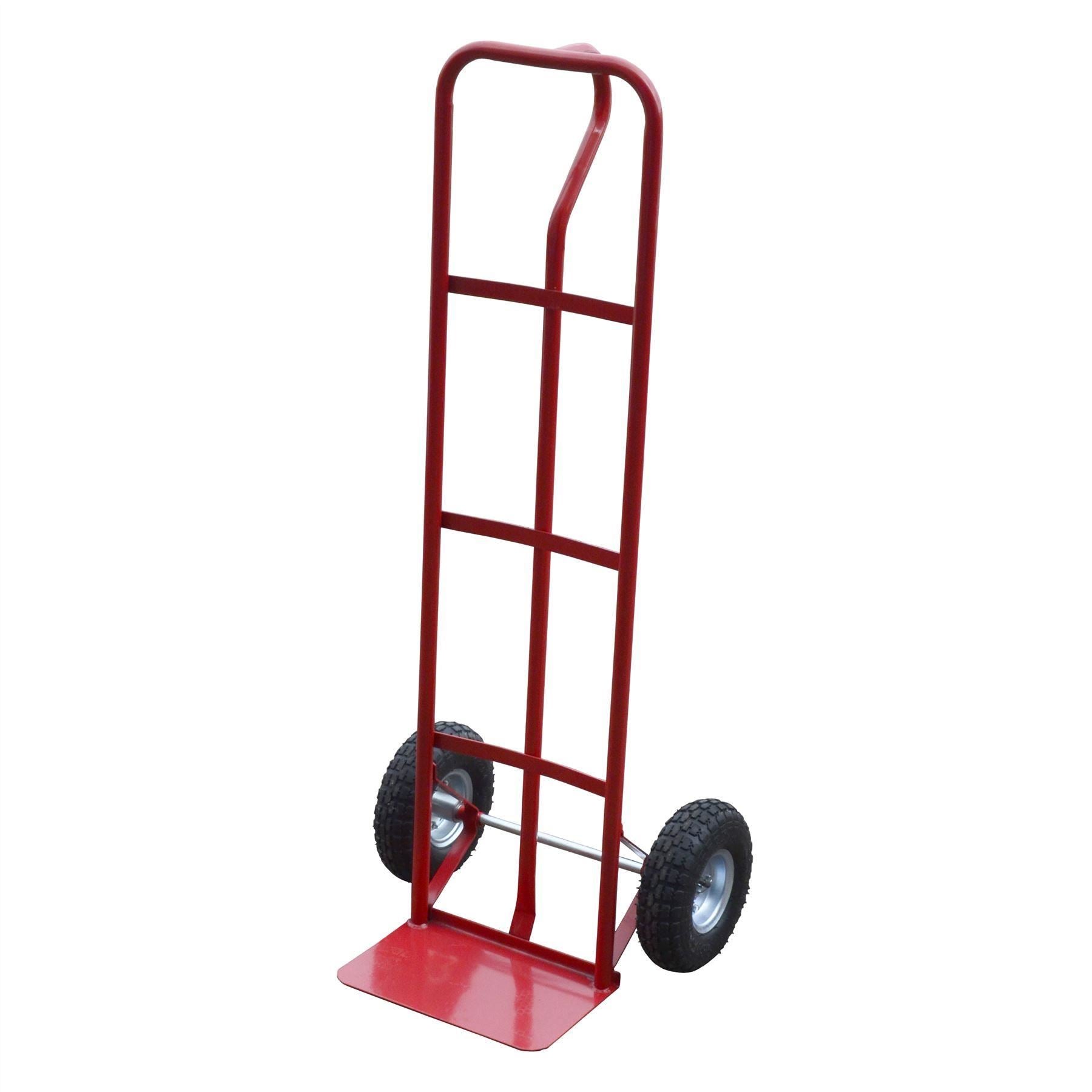 B GRADE Sack Truck 600lb With Pneumatic Wheels Red Steel Hand Trolley Stacker Truck