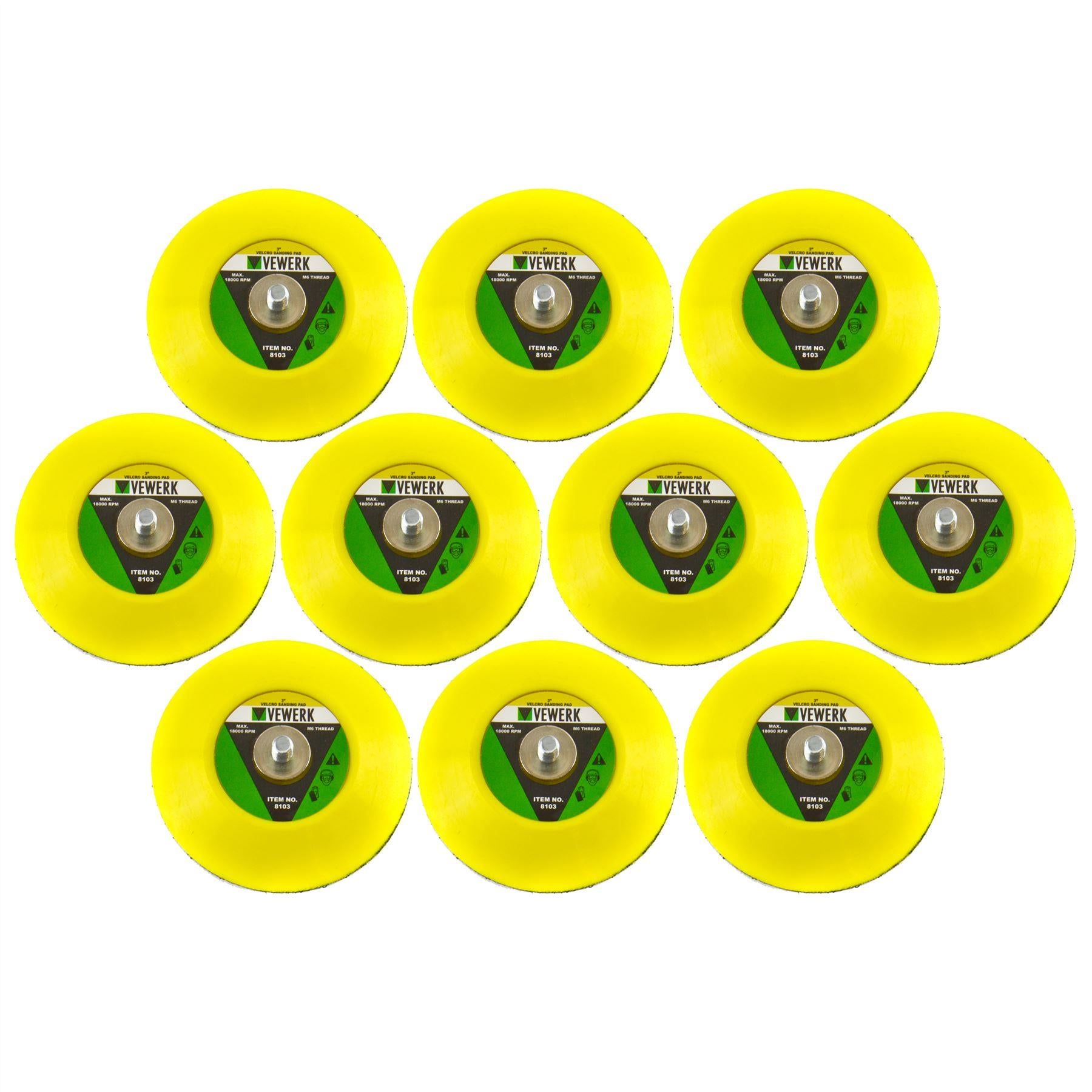 3" 75mm Klett-Schleif-Polier-Stützteller M6-Gewinde für Druckluftschleifer