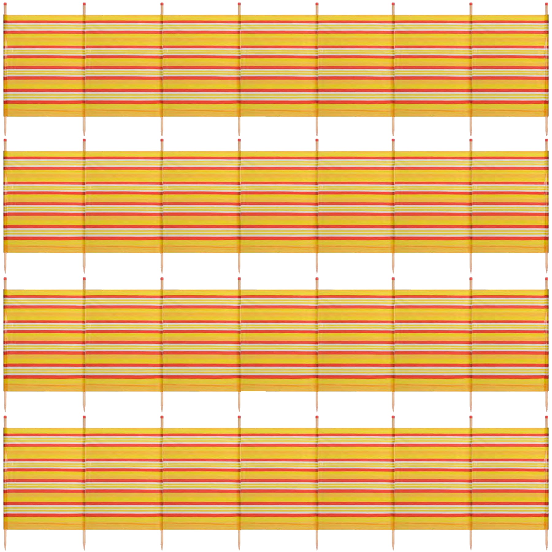 Abri de plage coupe-vent à 8 poteaux 1,5 m sur 4,6 m avec écran d'intimité et bande jaune