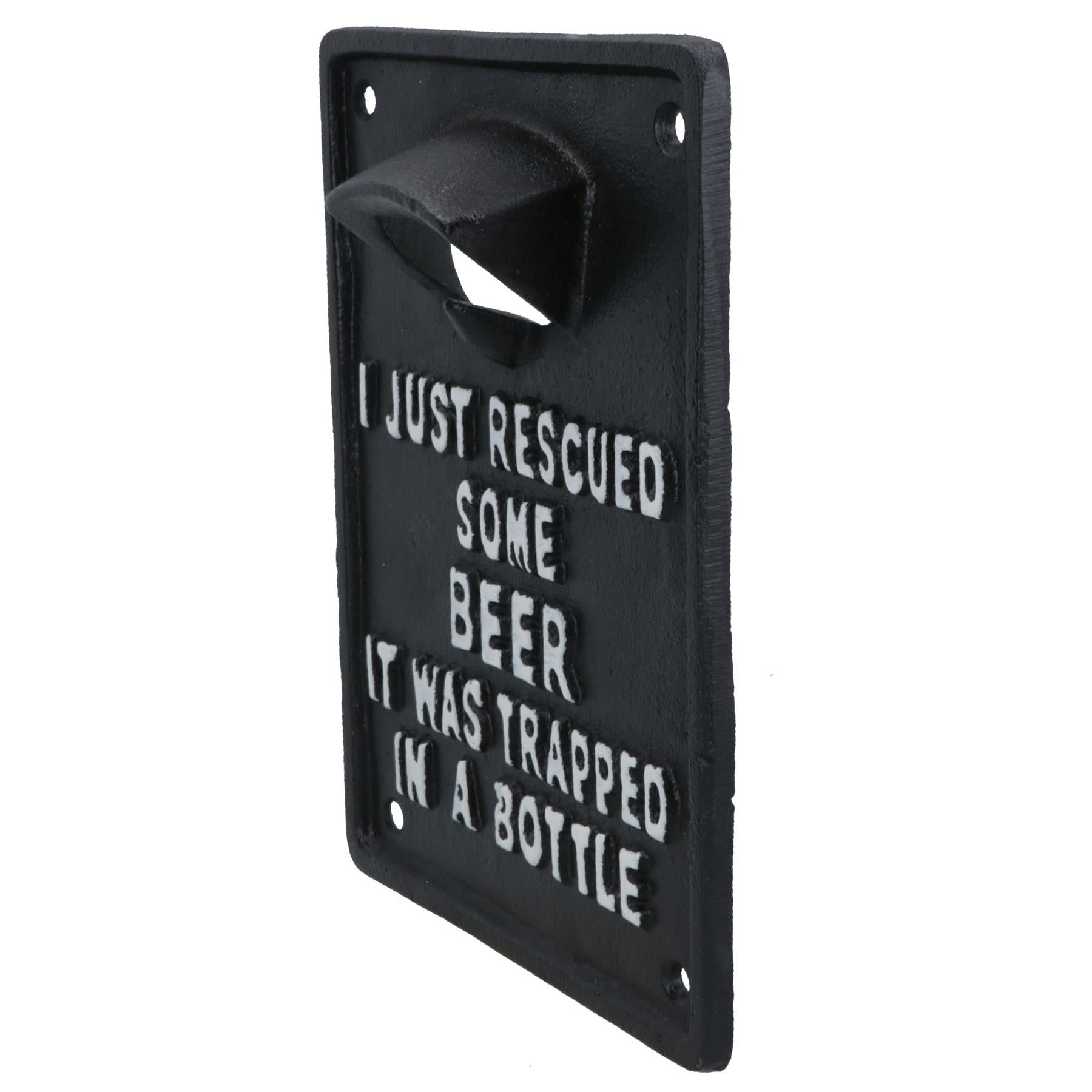 Trapped In a Bottle Opener Beer Cast Iron Sign Gift Garage Shed Bar Man Cave