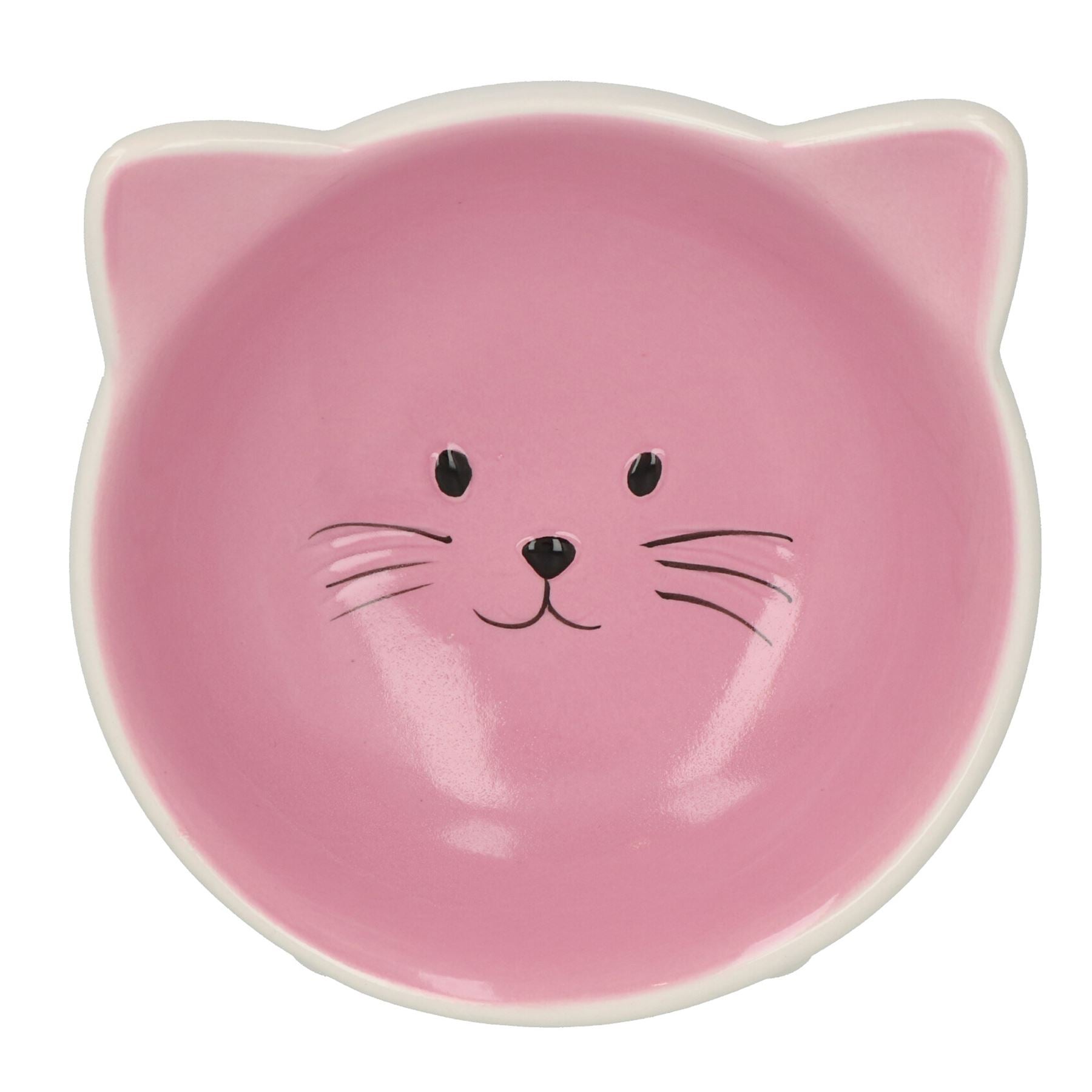 2er-Pack rosa-weiße Katzengesichtsschüssel mit Kugel-Futter- und Wasserteller für Kätzchen und Katzen, 16,5 cm