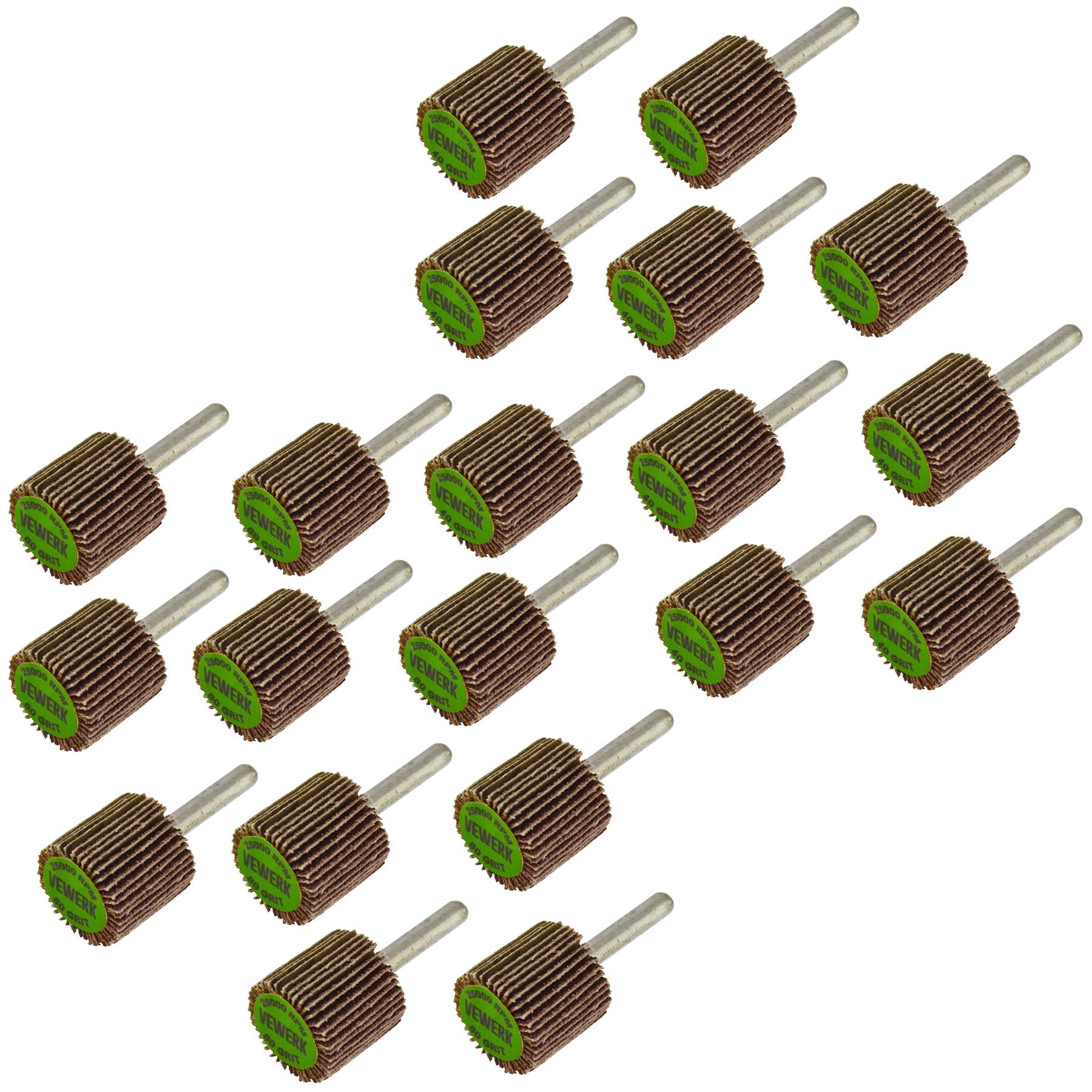 Fächerschleifscheibe mit Wellenmontage, Schleifbohrer, 25 mm, Körnung 40 und 80, 20 Stück