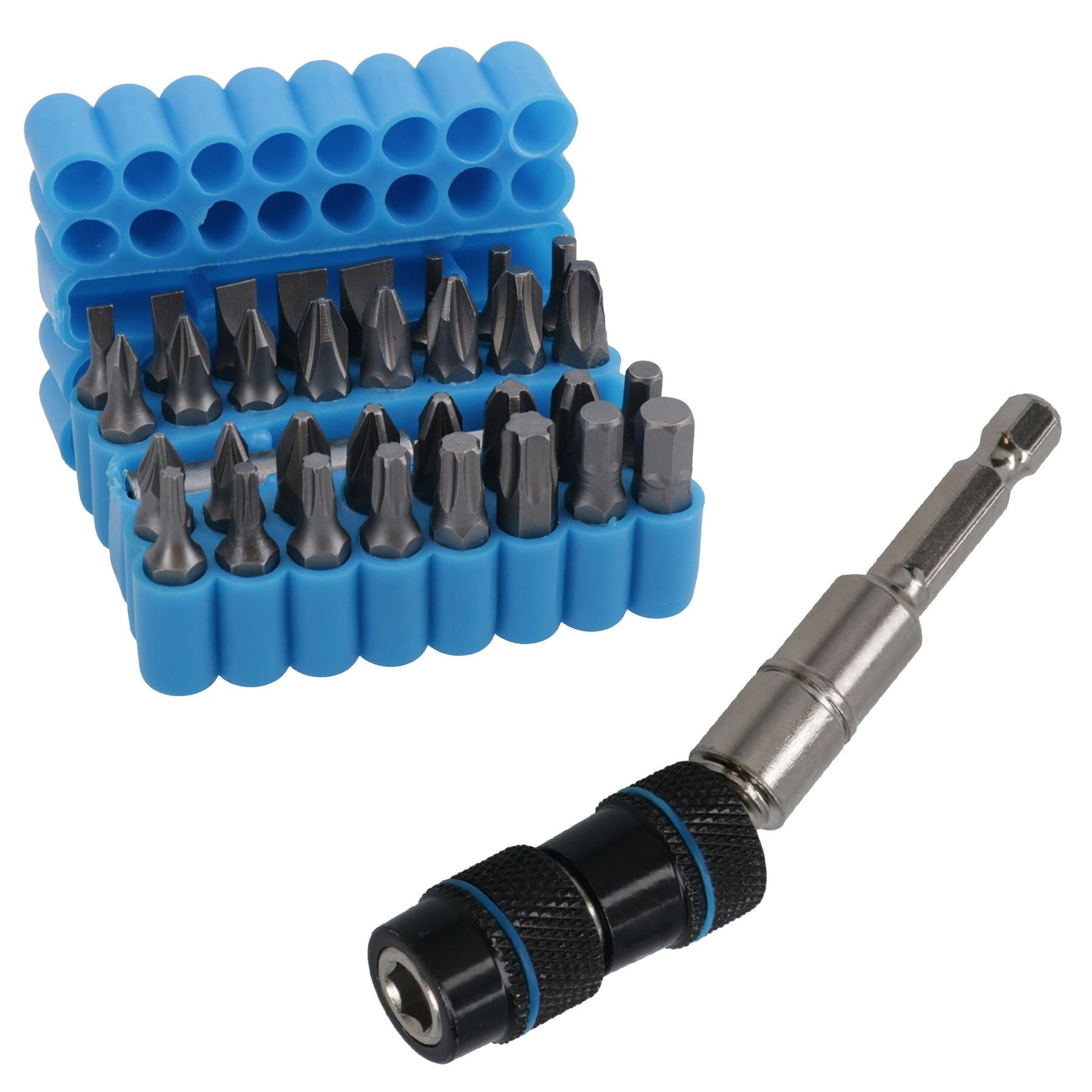33pc Magnetic Screwdriver Bit Set With 1/4in Angled 20 Degree Drill Attachment
