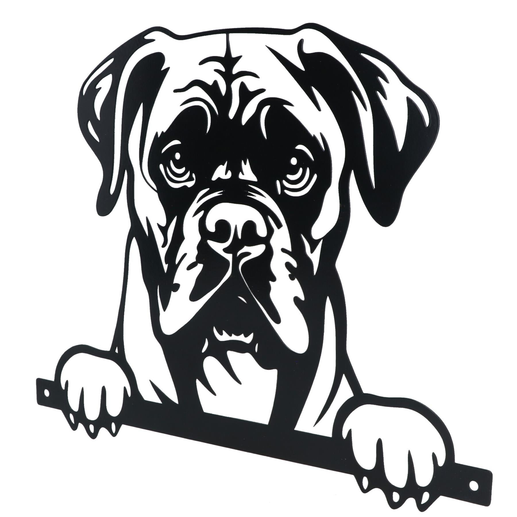 Black Metal Peeking Boxer Silhouette with Fixing Plate Garden Ornament Gift