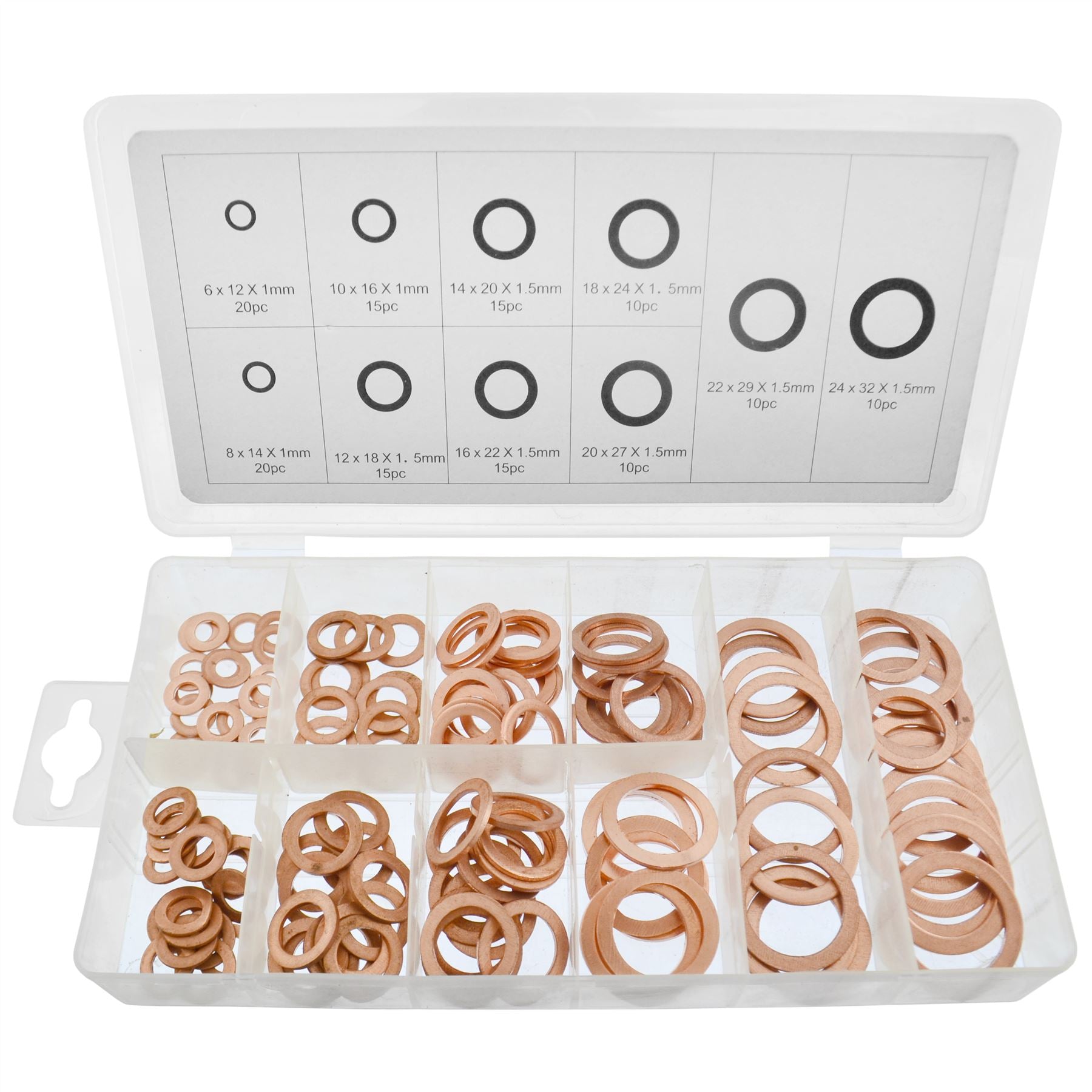 Solid Copper Washers Sump Plug Engine Washer Set 6mm - 24mm 140pc AST08