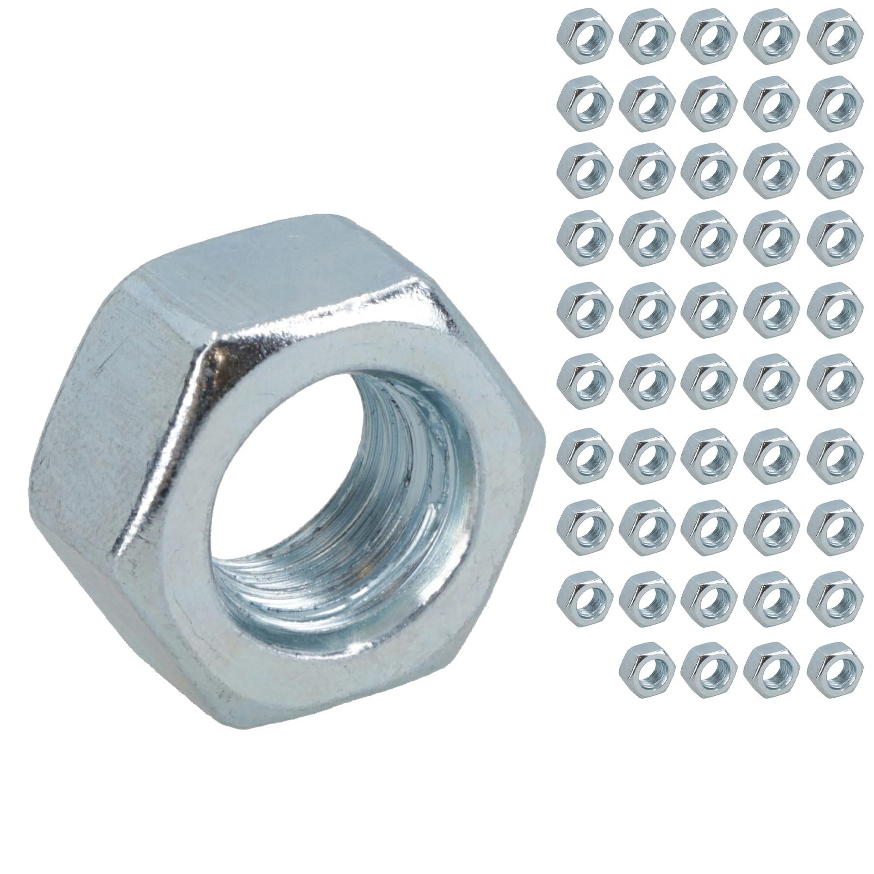 M10 x 1.5mm Hex Full Nut Fastener Hexagonal Metric Nuts Grade 8 Zinc Plated
