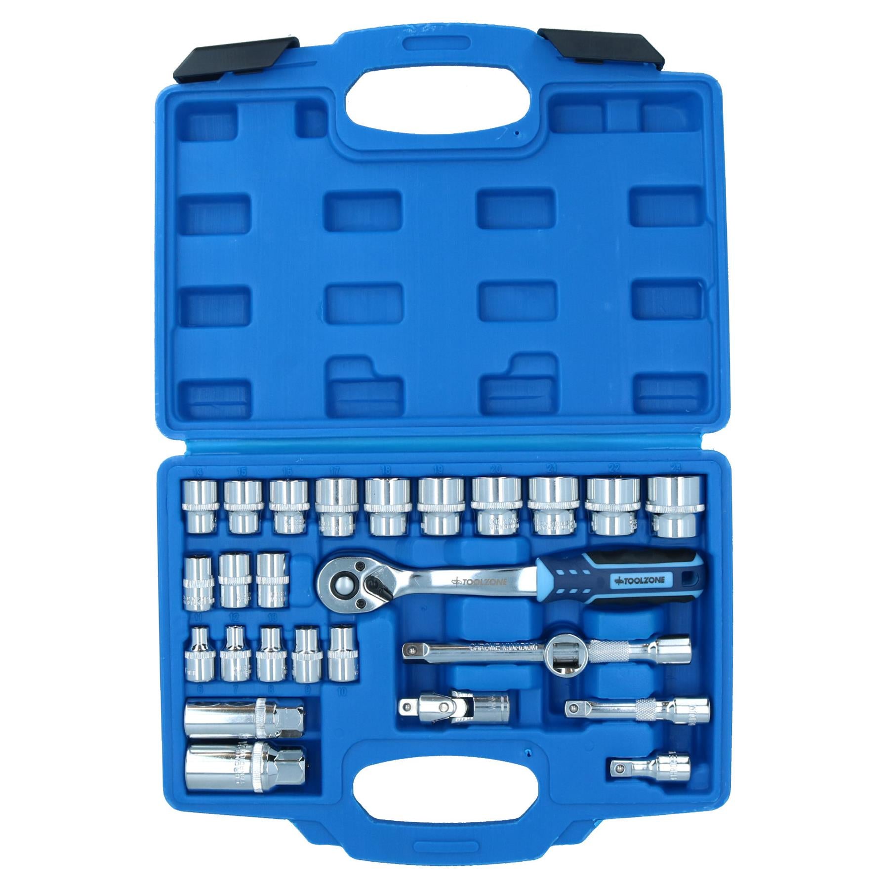 3/8in Drive Shallow Metric Socket And Accessory Set 6mm – 24mm 26pc