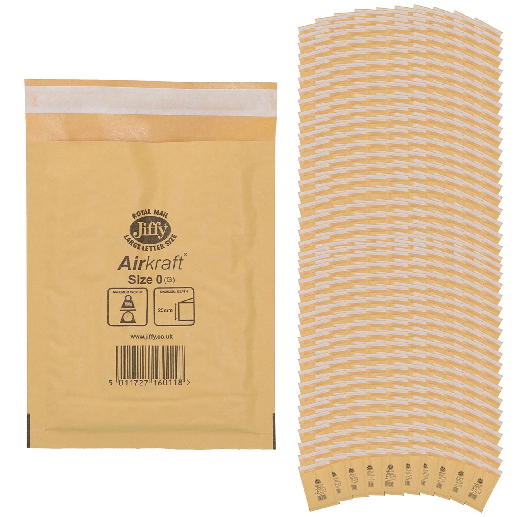 400pk Genuine Gold Jiffy Bag Airkraft Bubble Padded Mail Bag Envelope Size 0