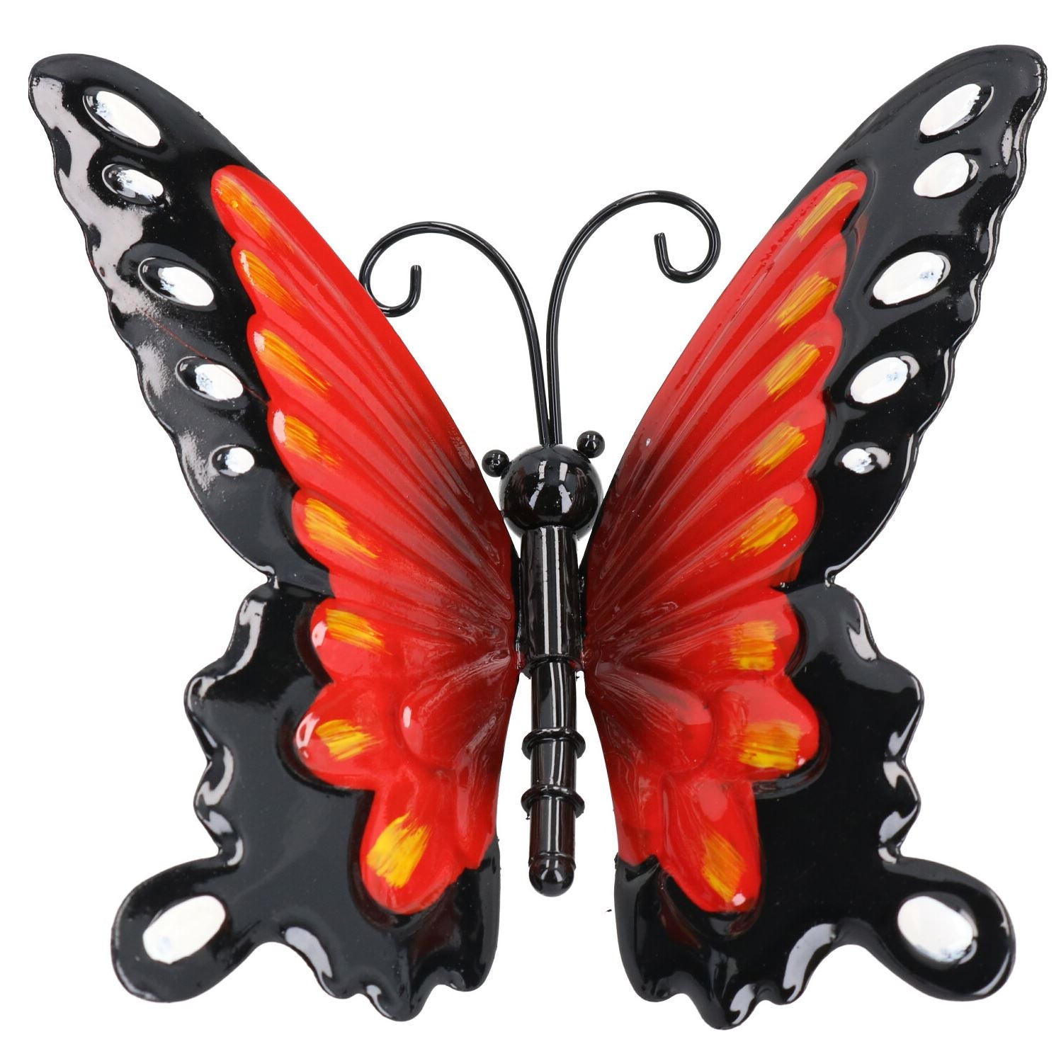 Kleiner 3D-Schmetterling aus rotem Metall, Wanddekoration für den Garten/zu Hause, 7 x 12 x 14 cm