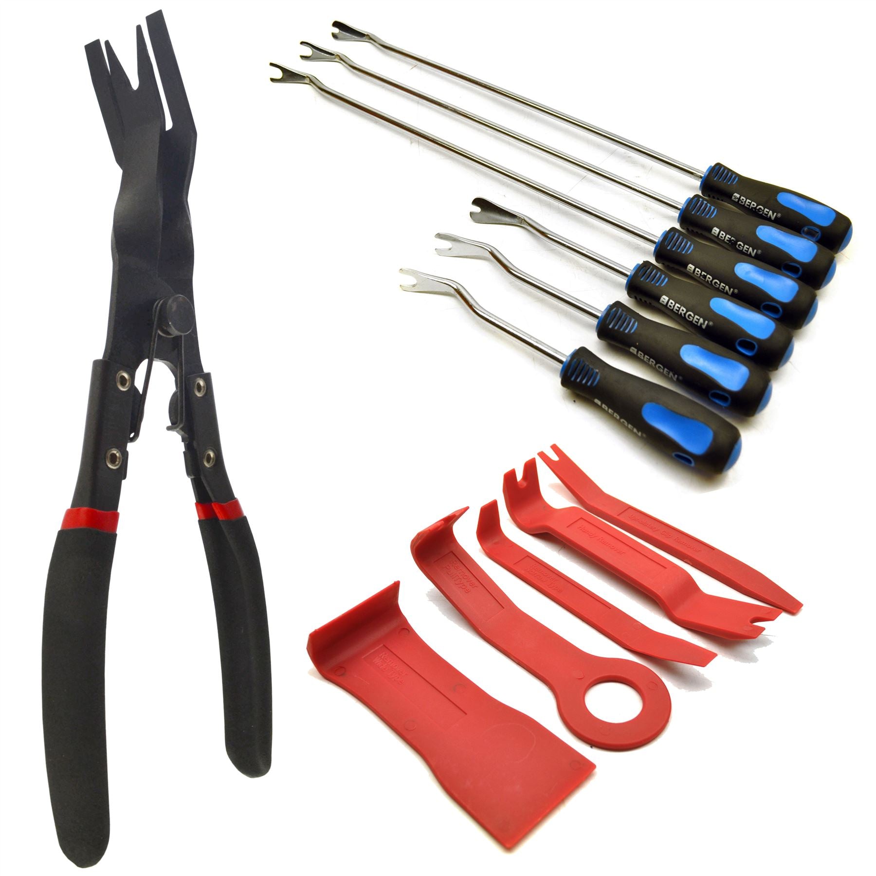 5pc Plastic & Extra Long Metal Trim Car Panel Removal Tools Pliers Non Scratch