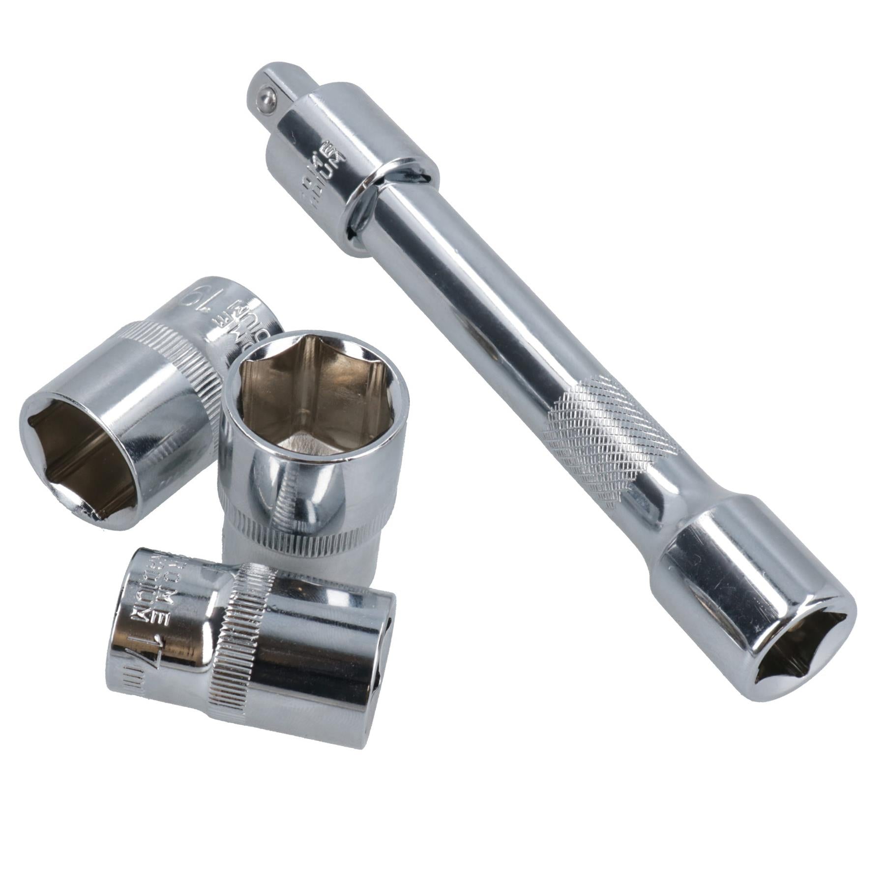 Kalibrierter Drehmomentschlüssel mit Ratsche und 1/2-Zoll-Antrieb + Zubehör 28Nm – 210Nm
