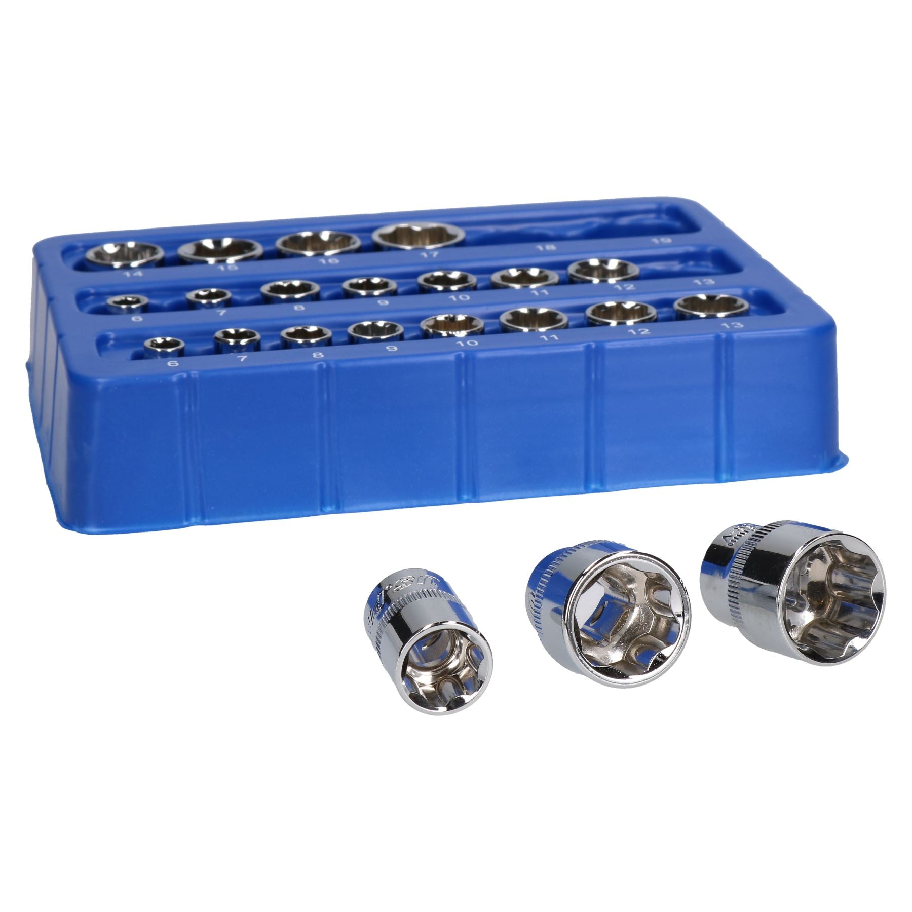 Jeu de douilles métriques peu profondes Super Lock MM à entraînement 1/4" et 3/8" 6 mm - 19 mm 22 pièces