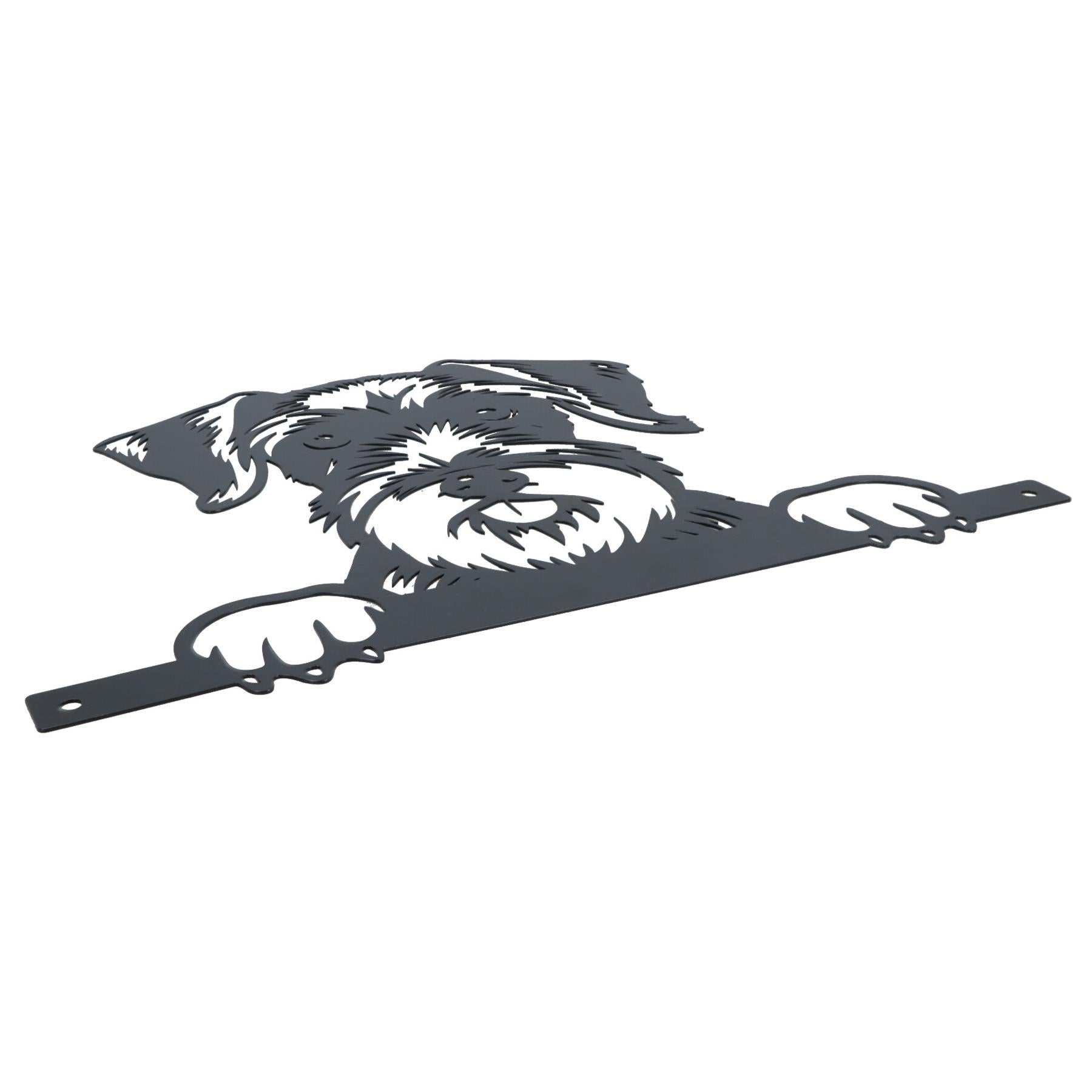 Black Metal Peeking Schnauzer Silhouette with Fixing Plate Garden Ornament Gift
