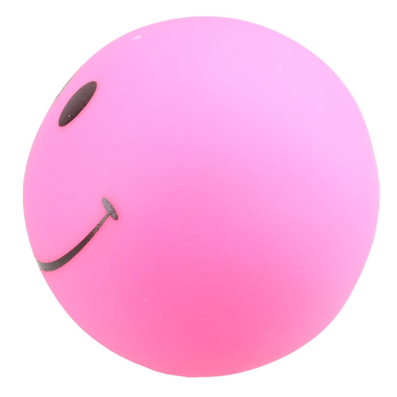 Rosa quietschende Smiley Gesicht Vinyl Hund Ball spielen Haustier Spielzeug Apportieren spielen Squeezing