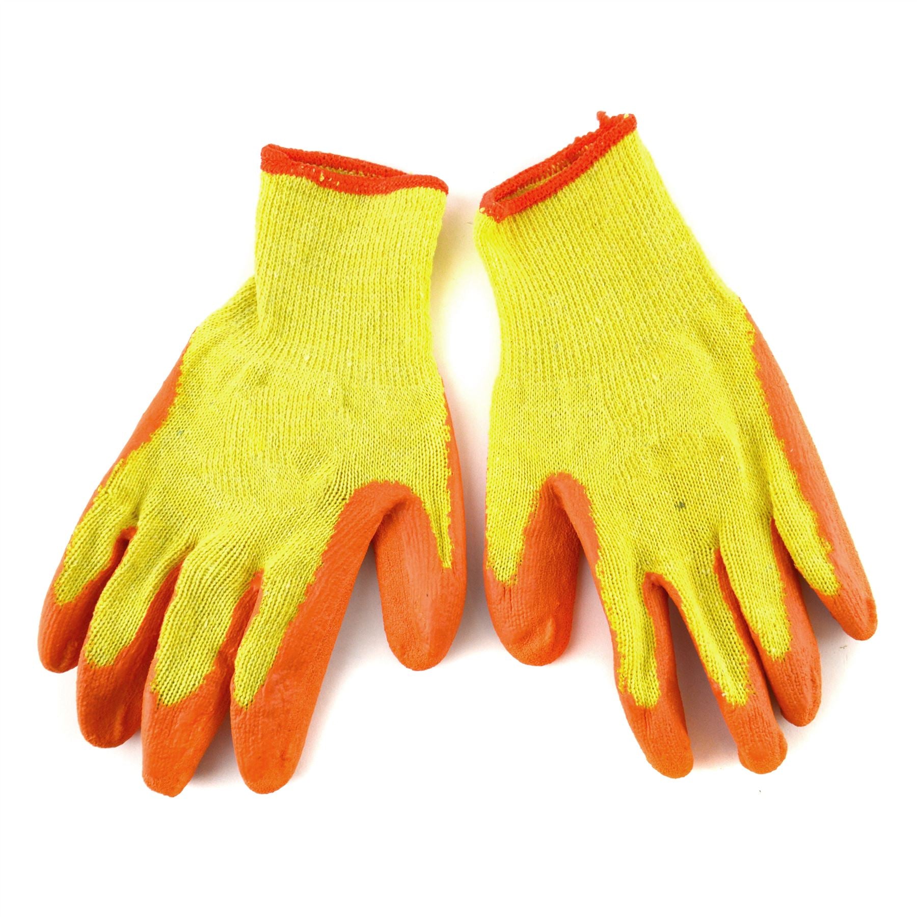 Medium Size 8 Polycotton Latex Rubber Coated Protective Work Gloves 12 Pair