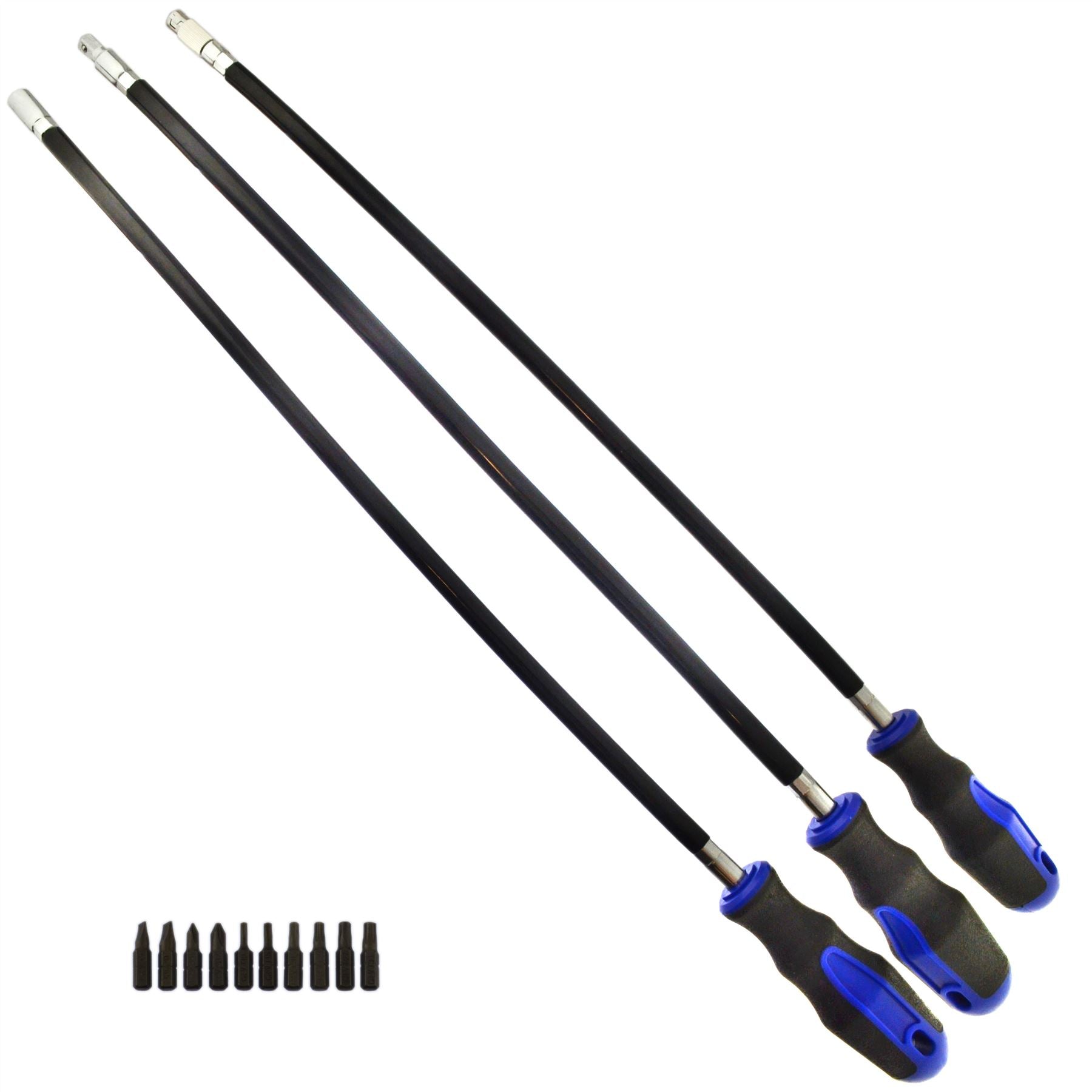 3-teiliger extra langer Flexi-Schraubendreher-Steckschlüsselhalter und Bit-Set AU042