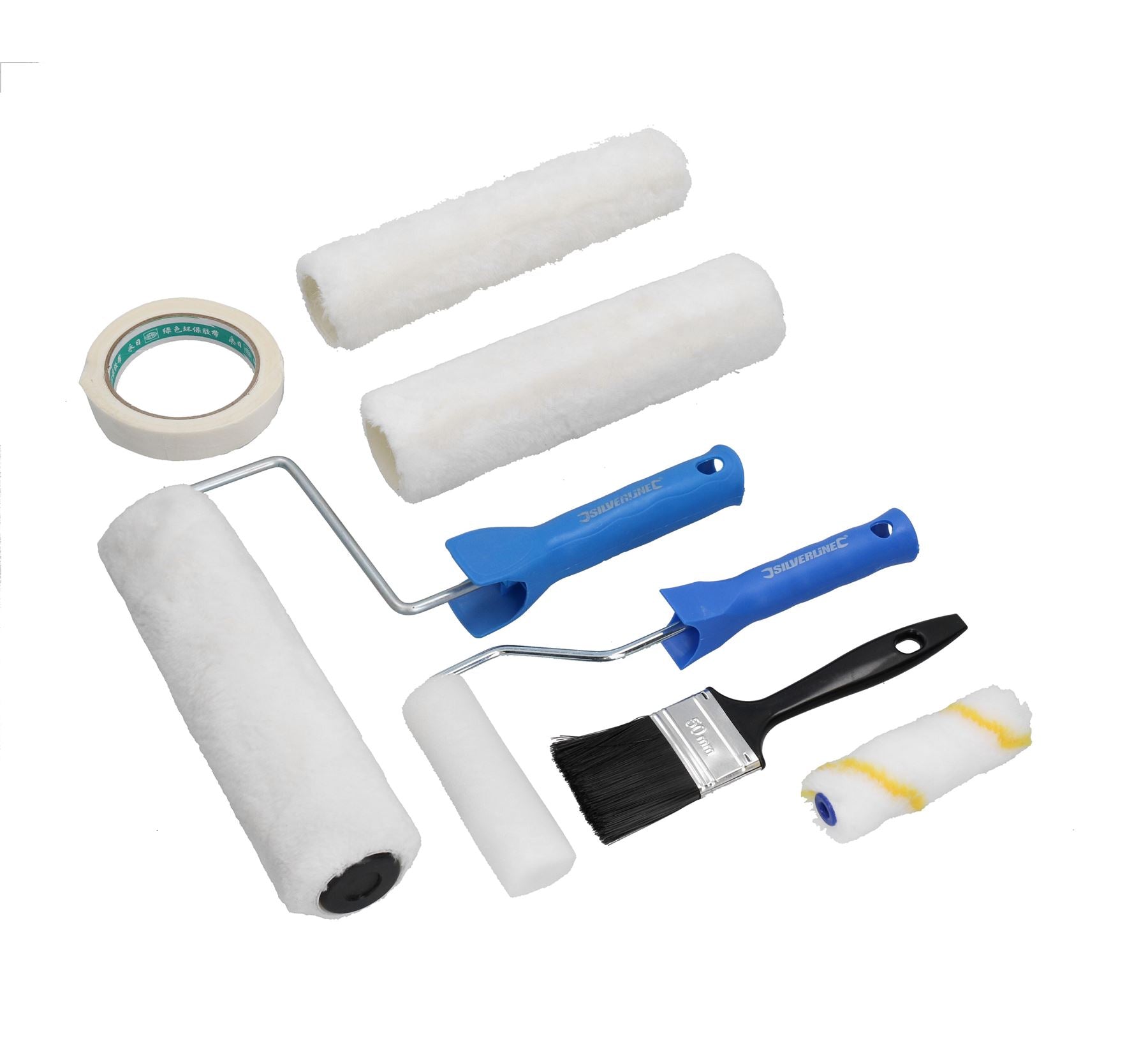 Kit de 11 rouleaux pour décoration de 100 mm et 230 mm + pinceaux à peindre