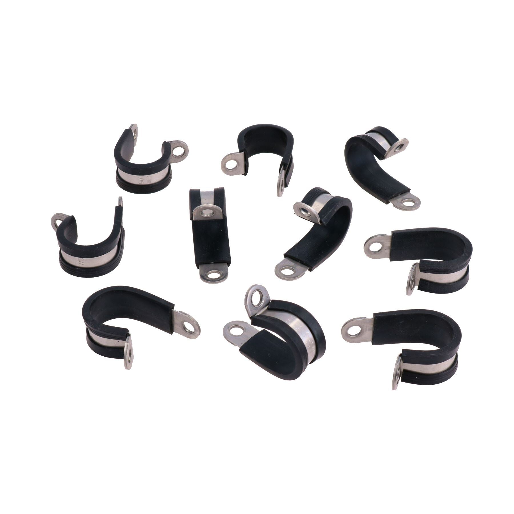 Pack of 10 Stainless Steel Rubber Lined P Clips Pipe Cable Clamp