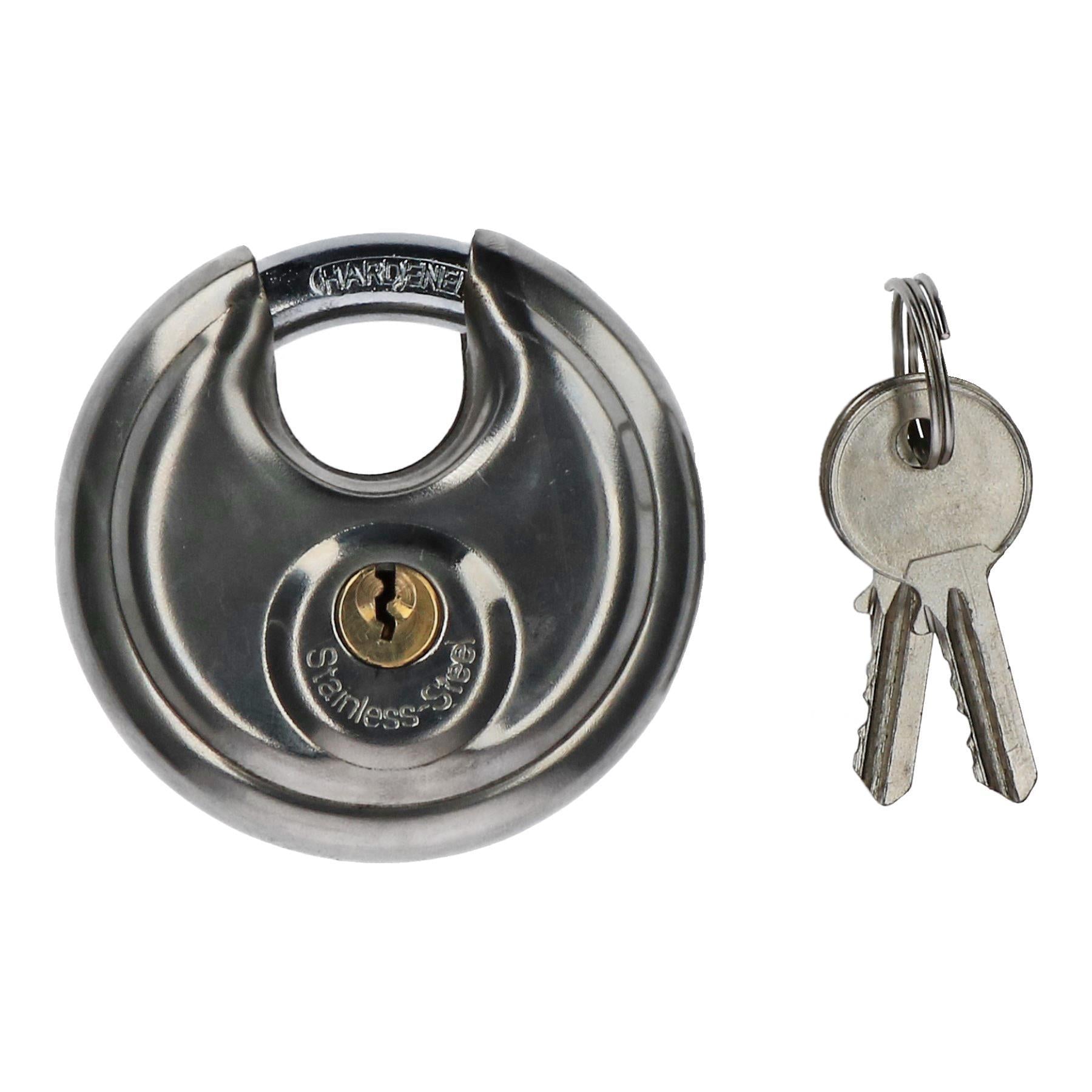 70mm Disc Padlock Security Shed Gate Lock Round Circle Steel Brass Lock