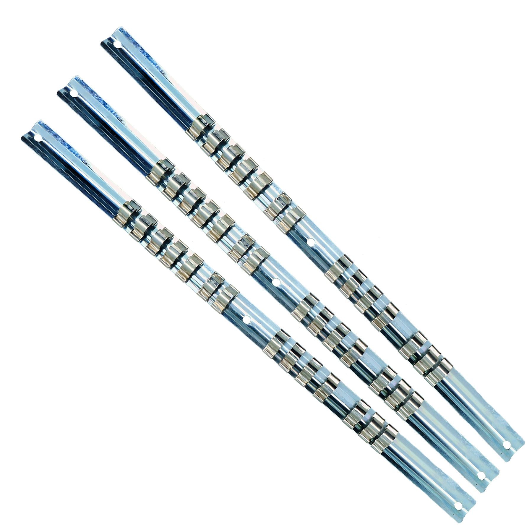 Support de rangement pour rail de douilles à entraînement 3/8" ou 1/2" Clips d'organisation 14 clips par rail